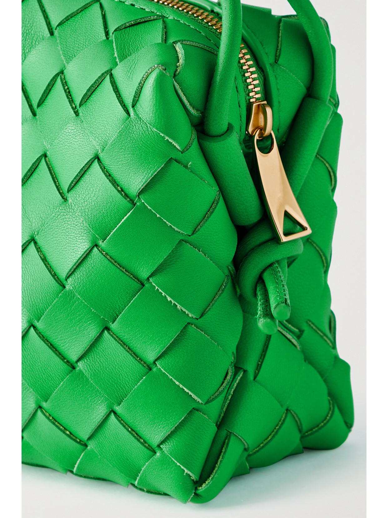 Shop Bottega Veneta Loop Mini Intrecciato Leather Shoulder Bag In Green