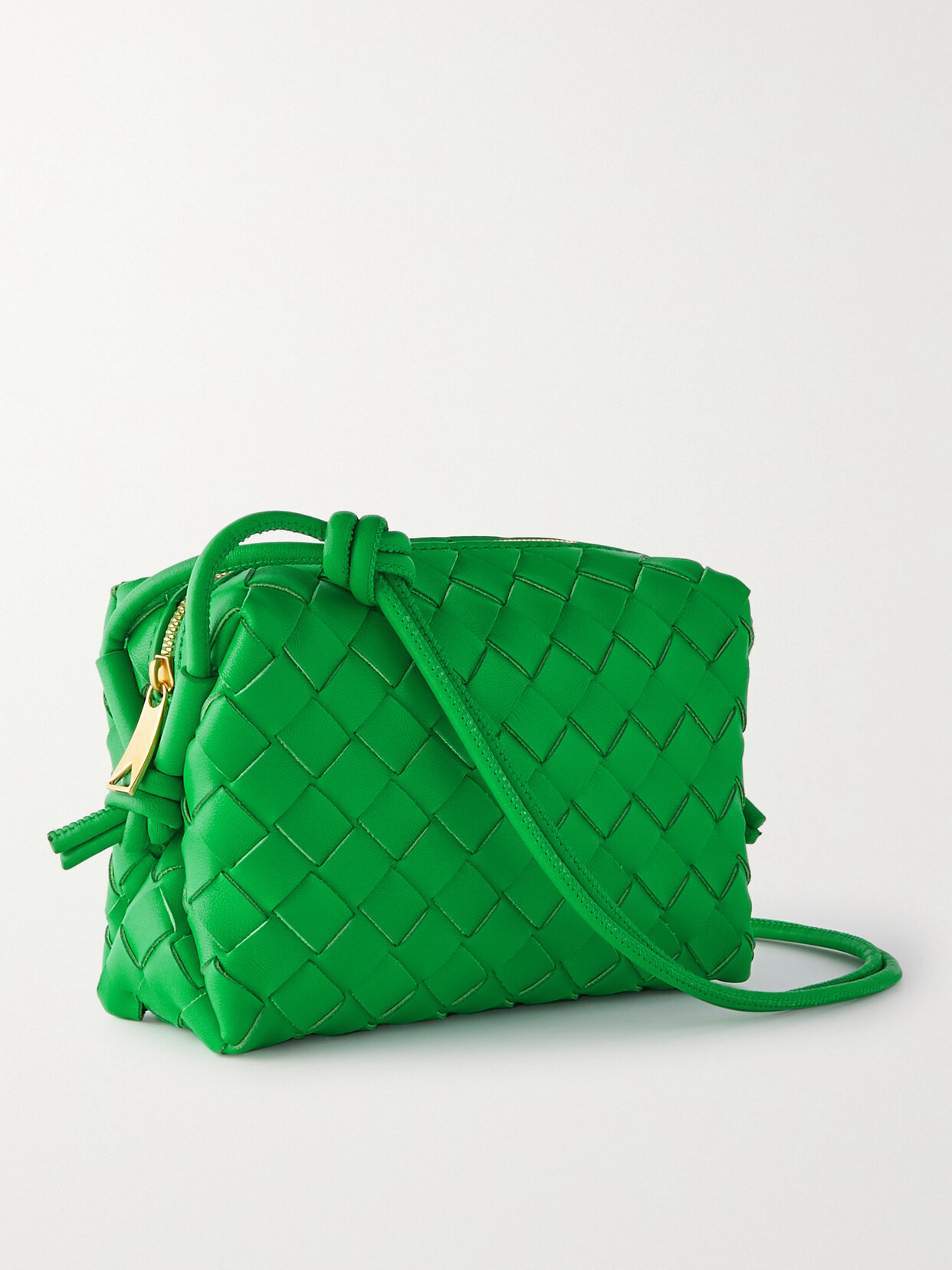 Bottega Veneta Loop Mini Intrecciato Leather Shoulder Bag In Green