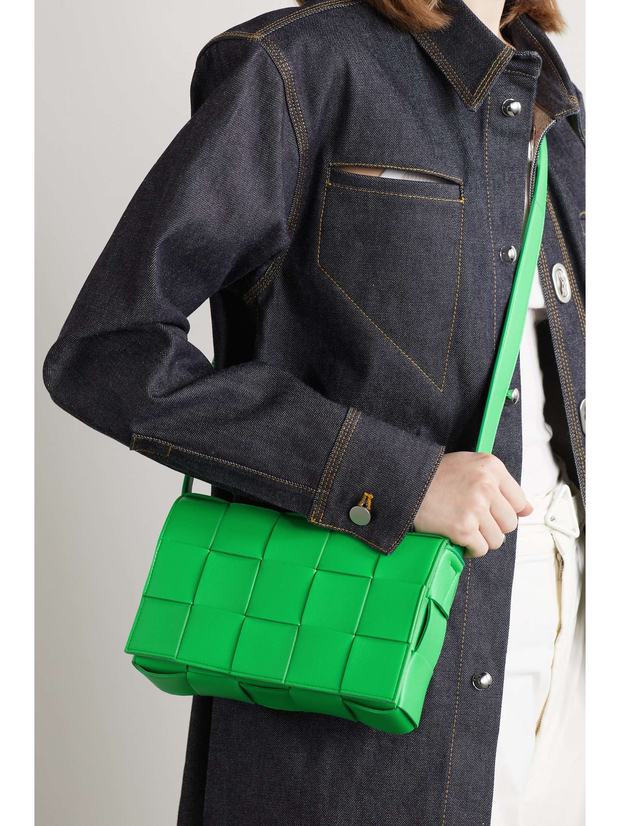 BOTTEGA VENETA Cassette metallic intrecciato leather shoulder bag