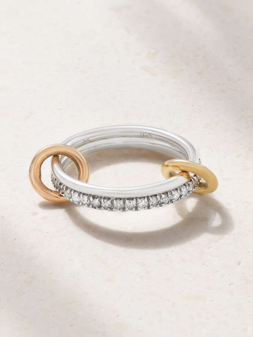 Spinelli Kilcollin Marigold Set Of Two Sterling Silver And 18-karat Yellow And Rose Gold Diamond Rings