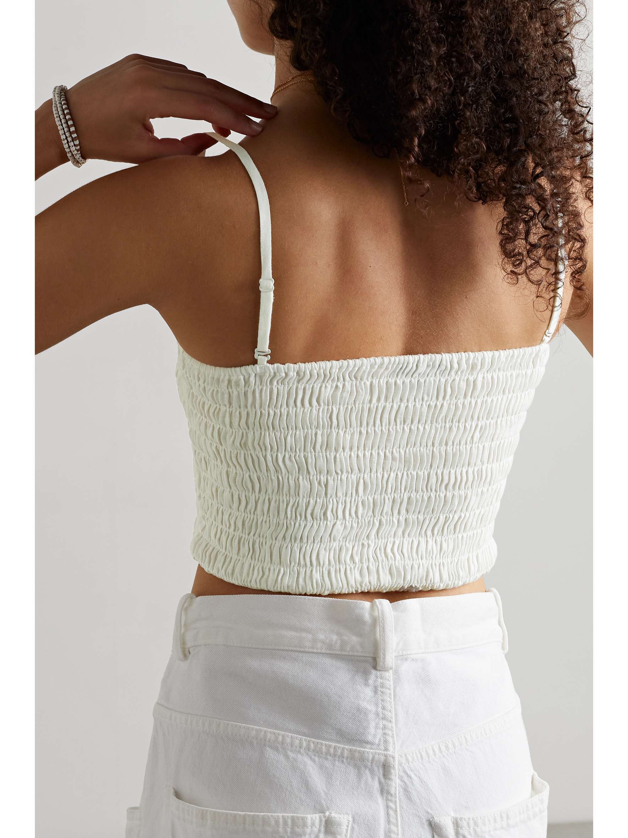 ATM ANTHONY THOMAS MELILLO Cropped smocked linen top