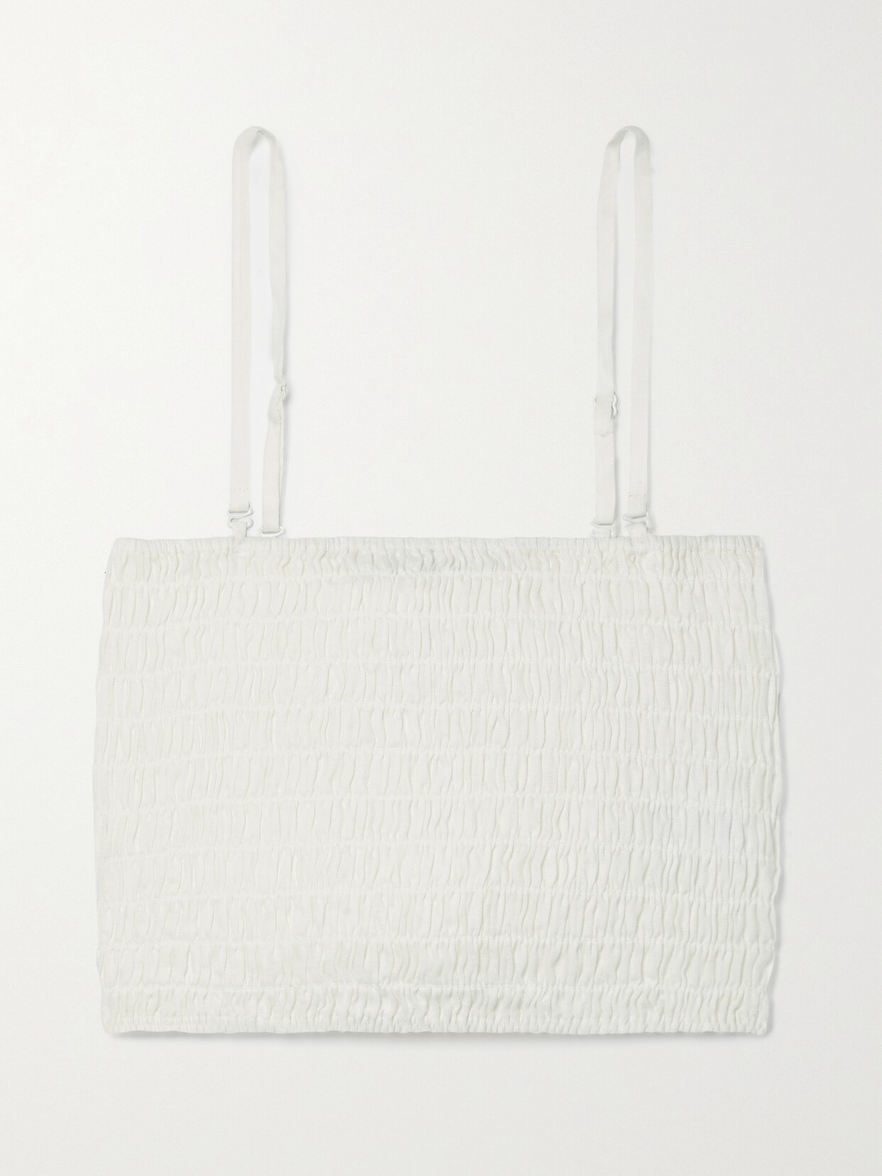 Atm Anthony Thomas Melillo Cropped Smocked Linen Top In Off-white