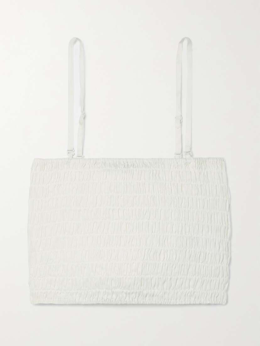 ATM Anthony Thomas Melillo Cropped Smocked Linen Top