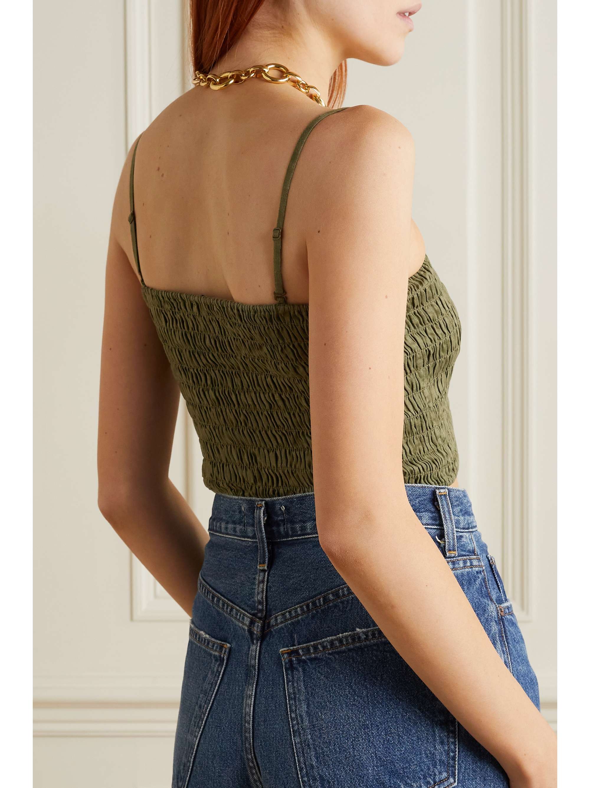 ATM ANTHONY THOMAS MELILLO Cropped smocked linen top