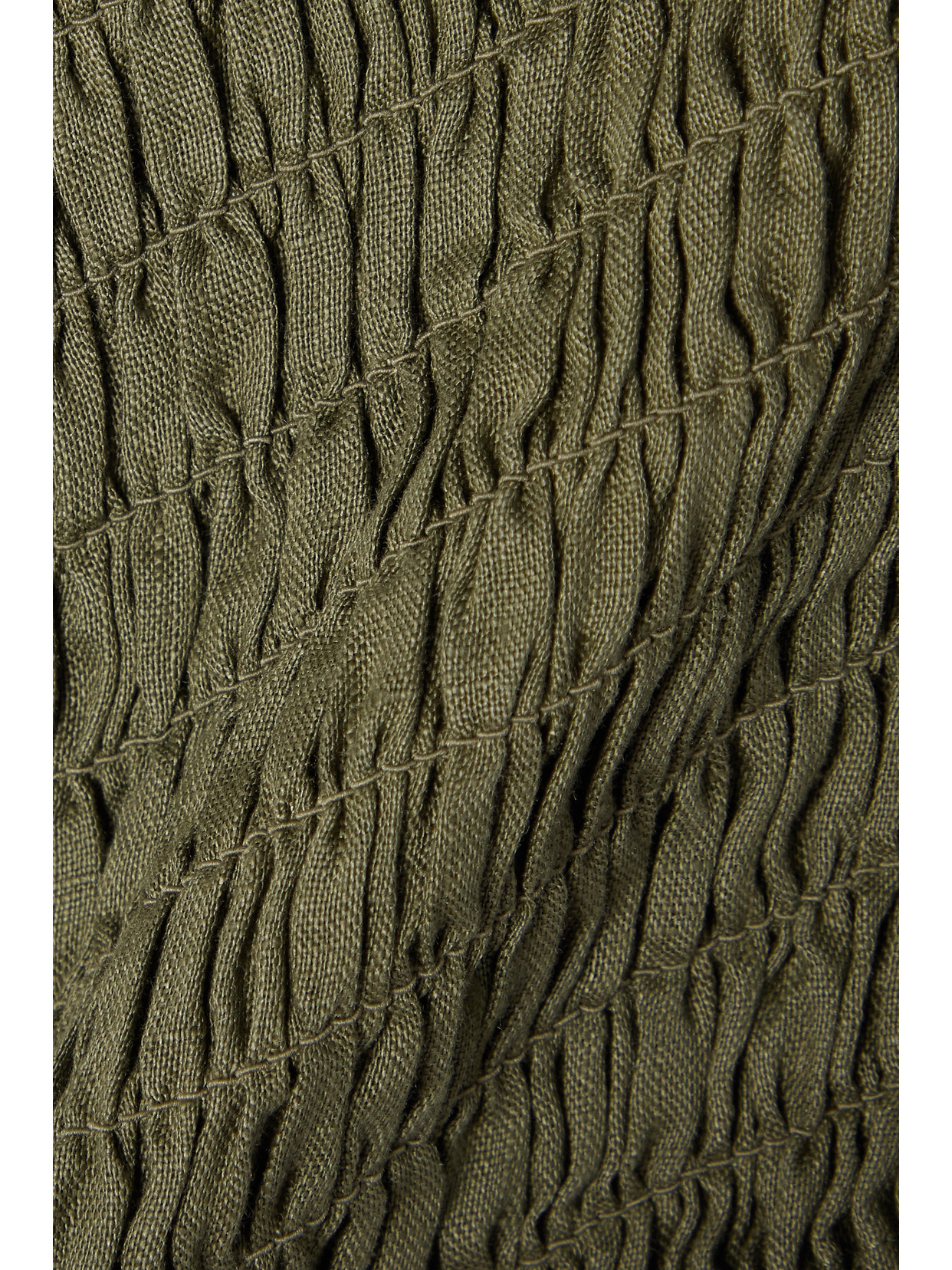 Atm Anthony Thomas Melillo Cropped Smocked Linen Top In Green
