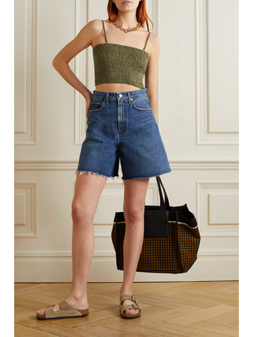 ATM Anthony Thomas Melillo Cropped smocked linen top