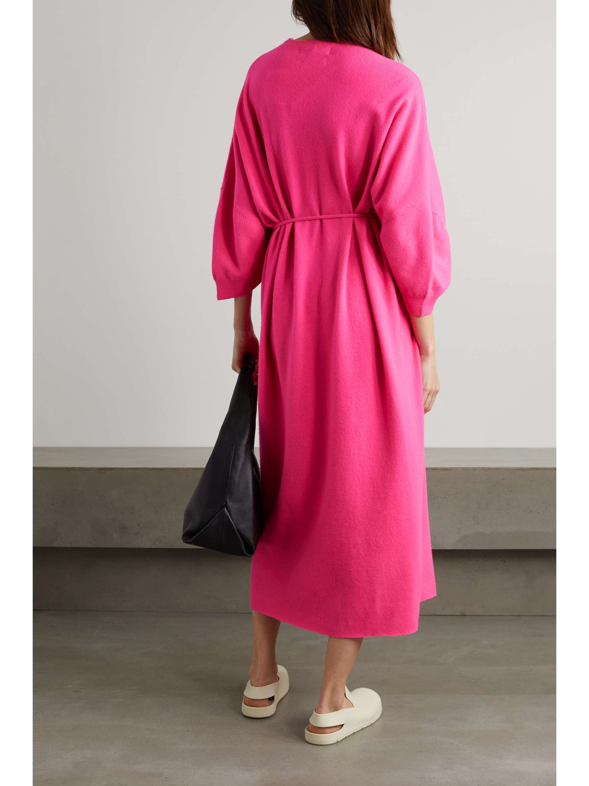 EXTREME CASHMERE N°227 Ghost belted neon cashmere-blend maxi dress