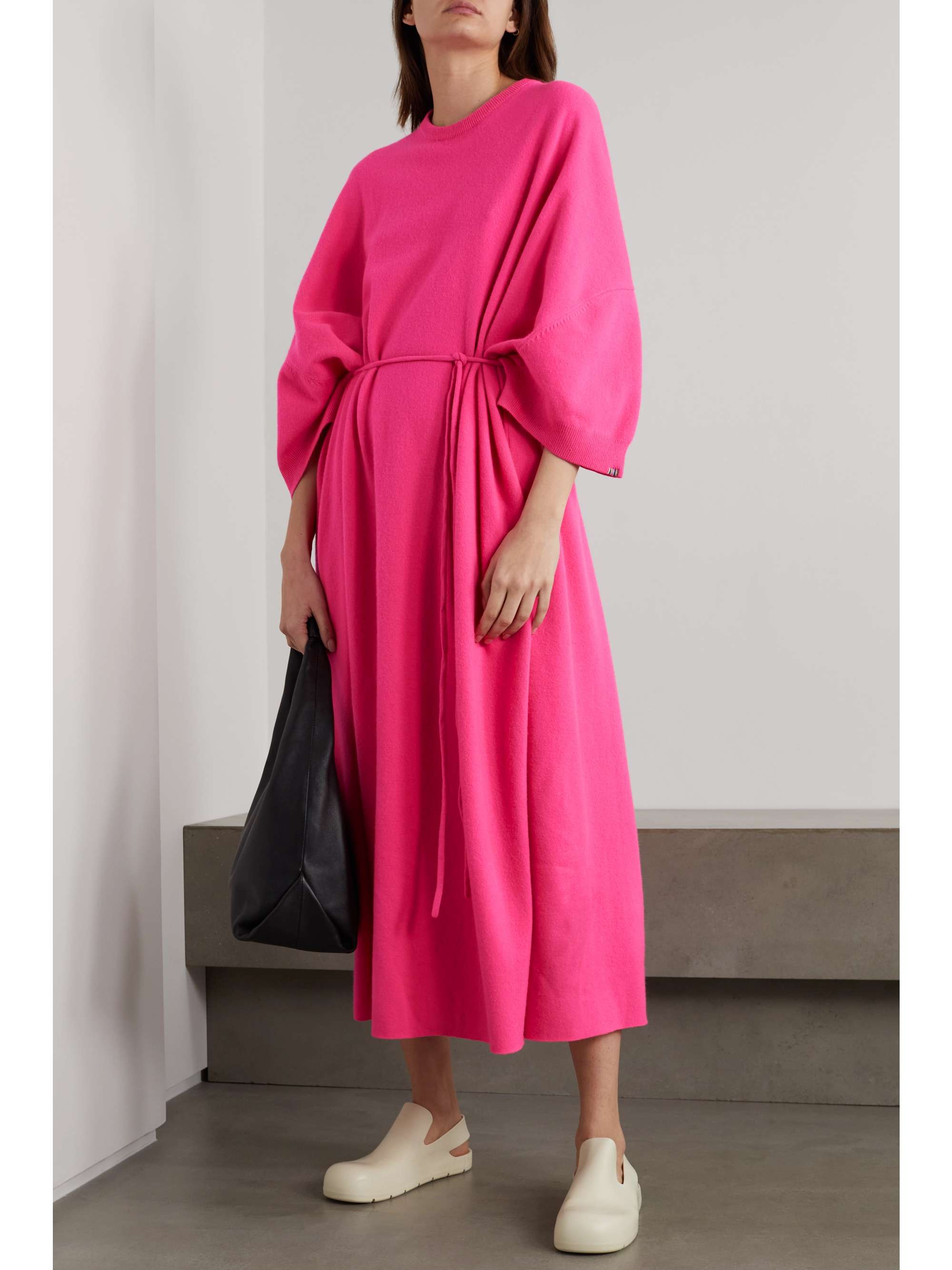 EXTREME CASHMERE N°227 Ghost belted neon cashmere-blend maxi dress
