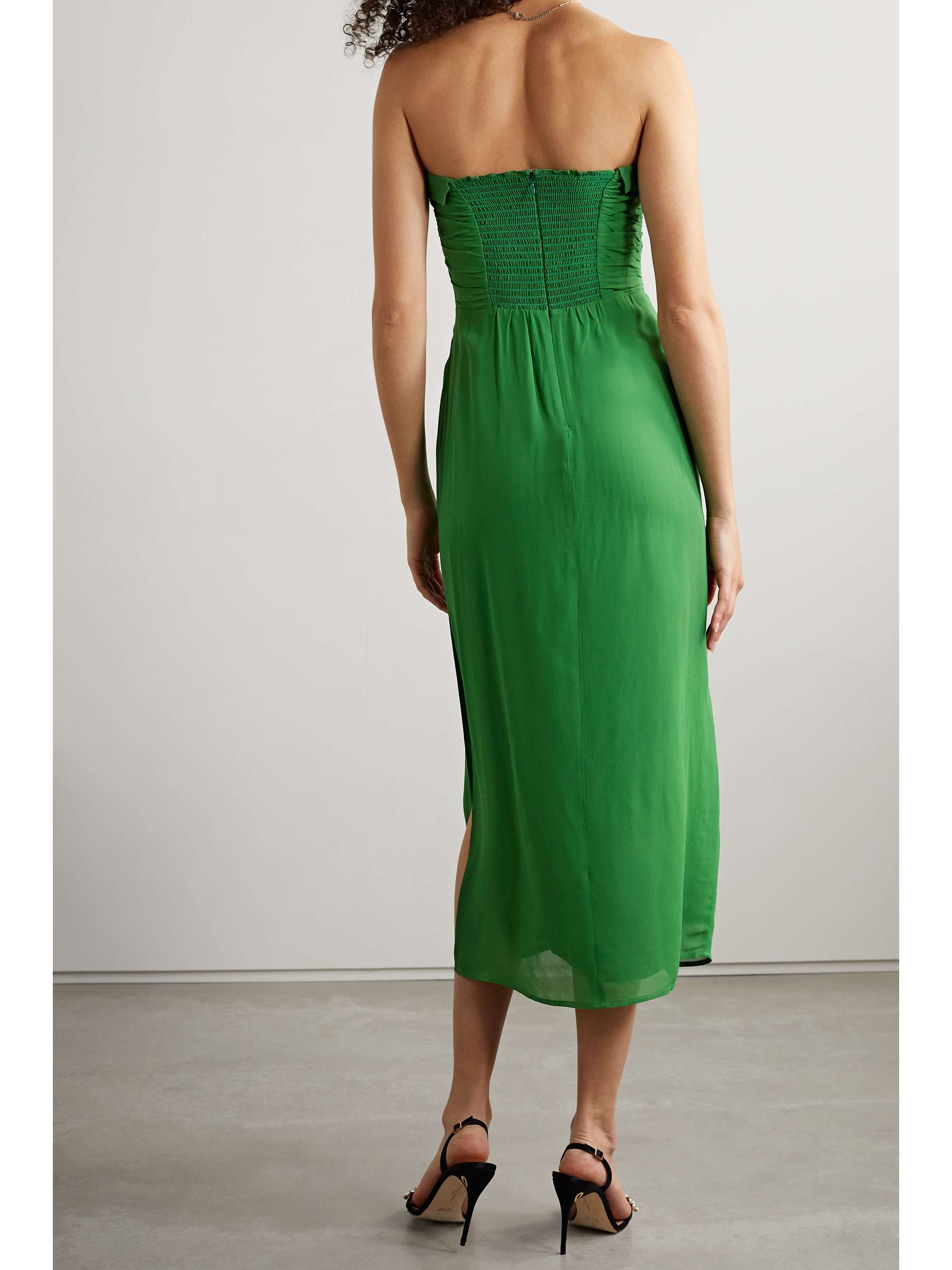 REFORMATION + NET SUSTAIN Lore ruched shirred georgette midi dress