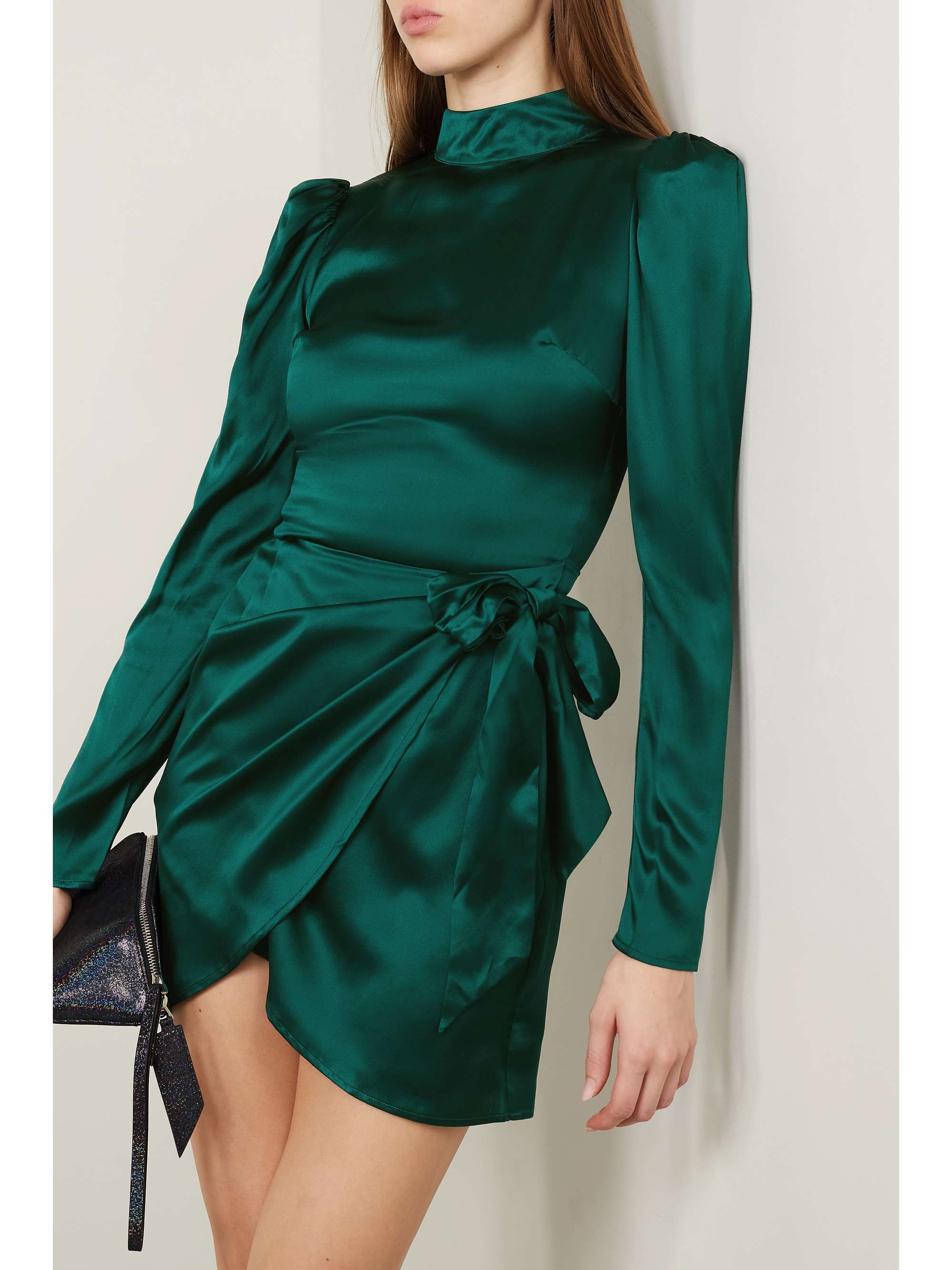 REFORMATION + NET SUSTAIN Josefine silk-satin mini wrap dress