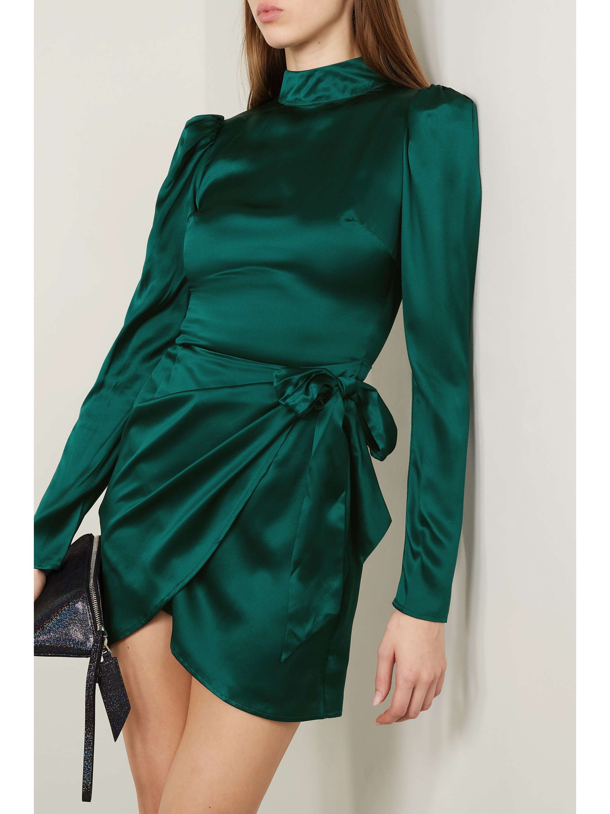 Emerald + NET SUSTAIN Josefine silk-satin mini wrap dress | REFORMATION |  NET-A-PORTER