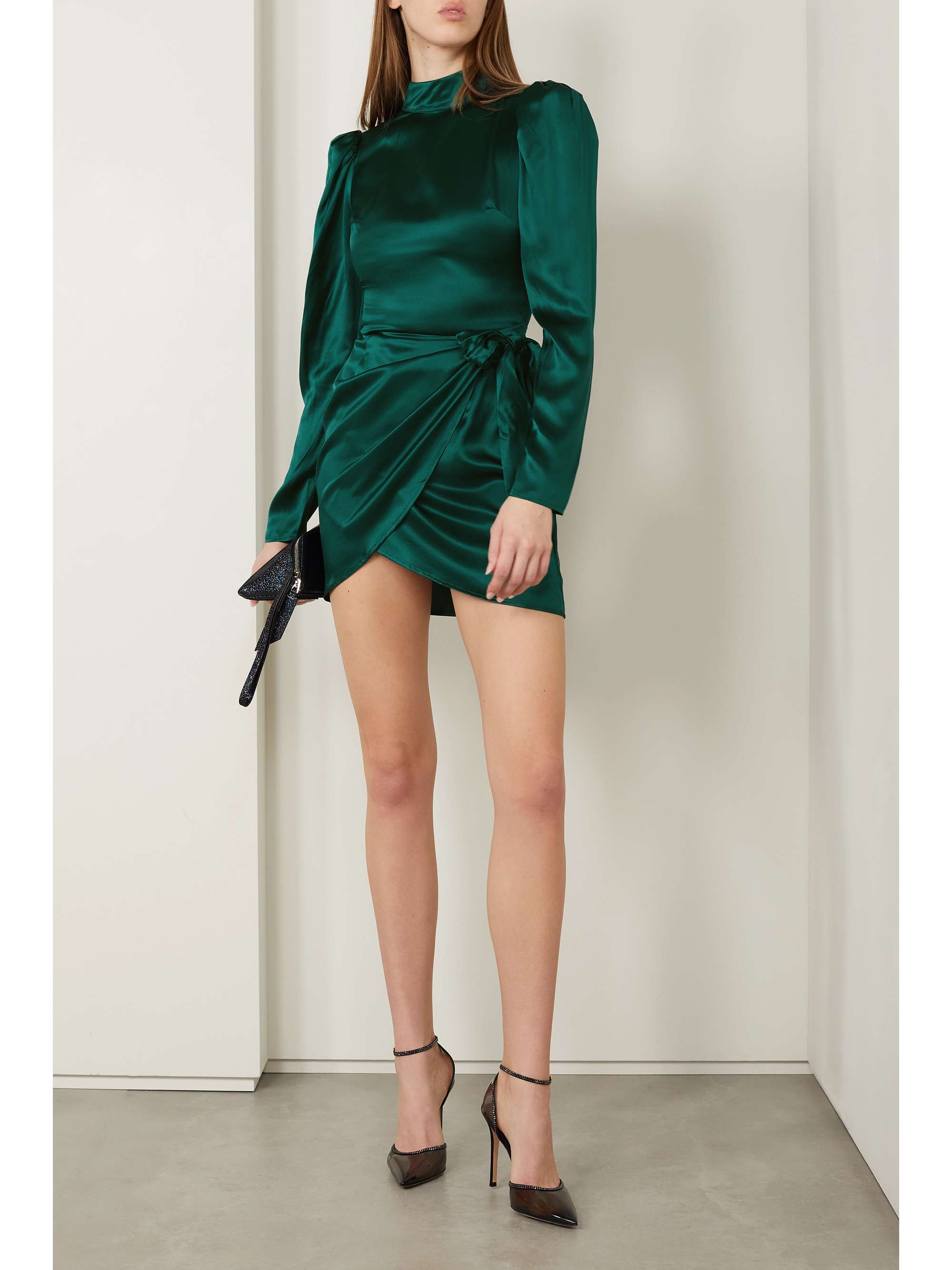 REFORMATION + NET SUSTAIN Josefine silk-satin mini wrap dress