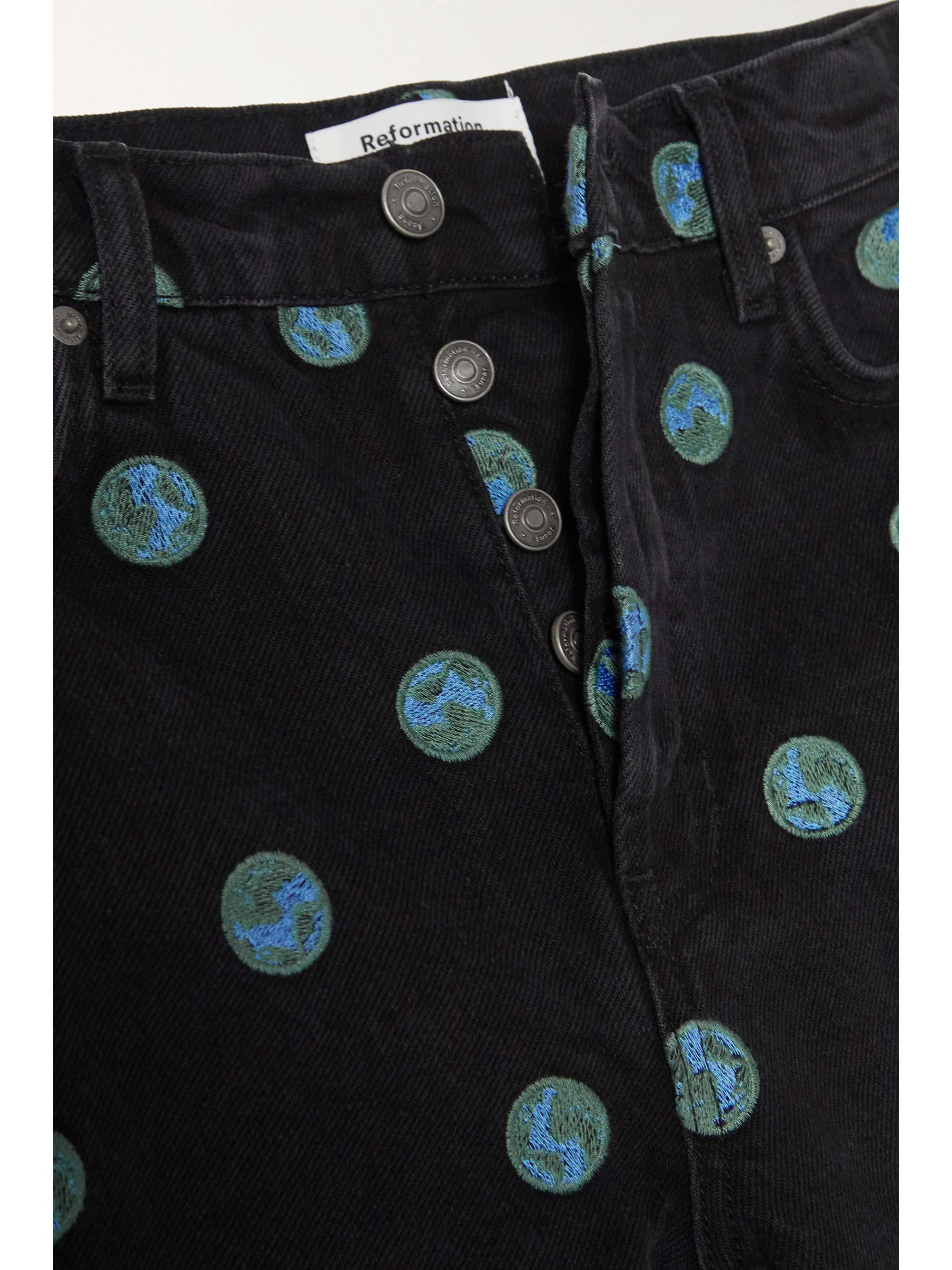 REFORMATION + NET SUSTAIN Earth embroidered high-rise straight-leg jeans