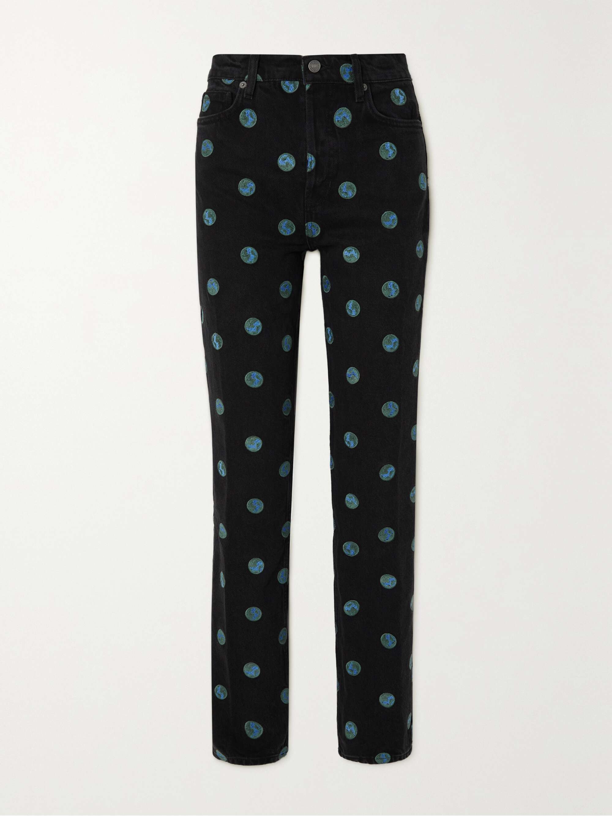 NET SUSTAIN Earth embroidered high rise straight leg jeans