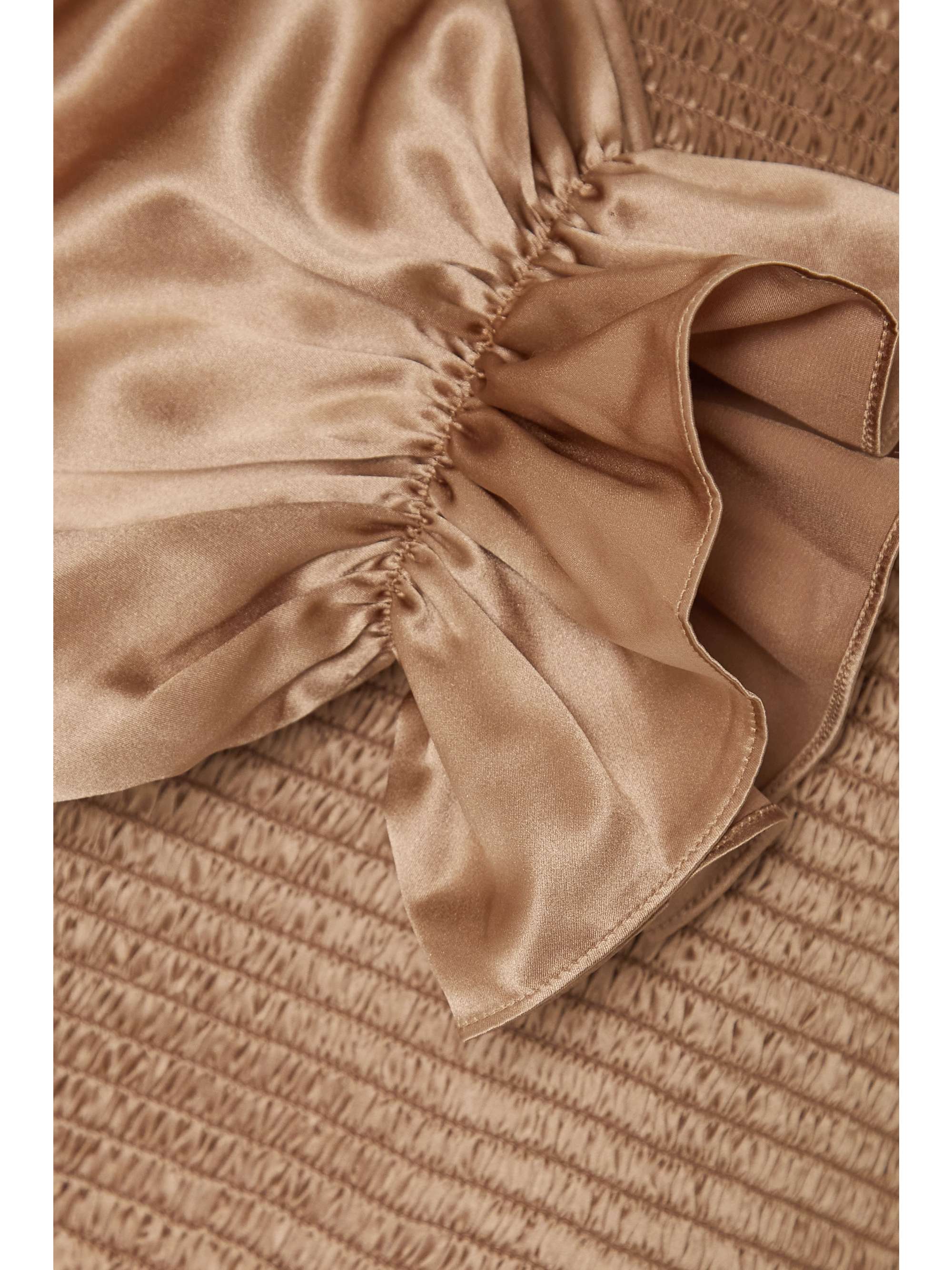 REFORMATION + NET SUSTAIN Chamomile shirred silk-charmeuse top