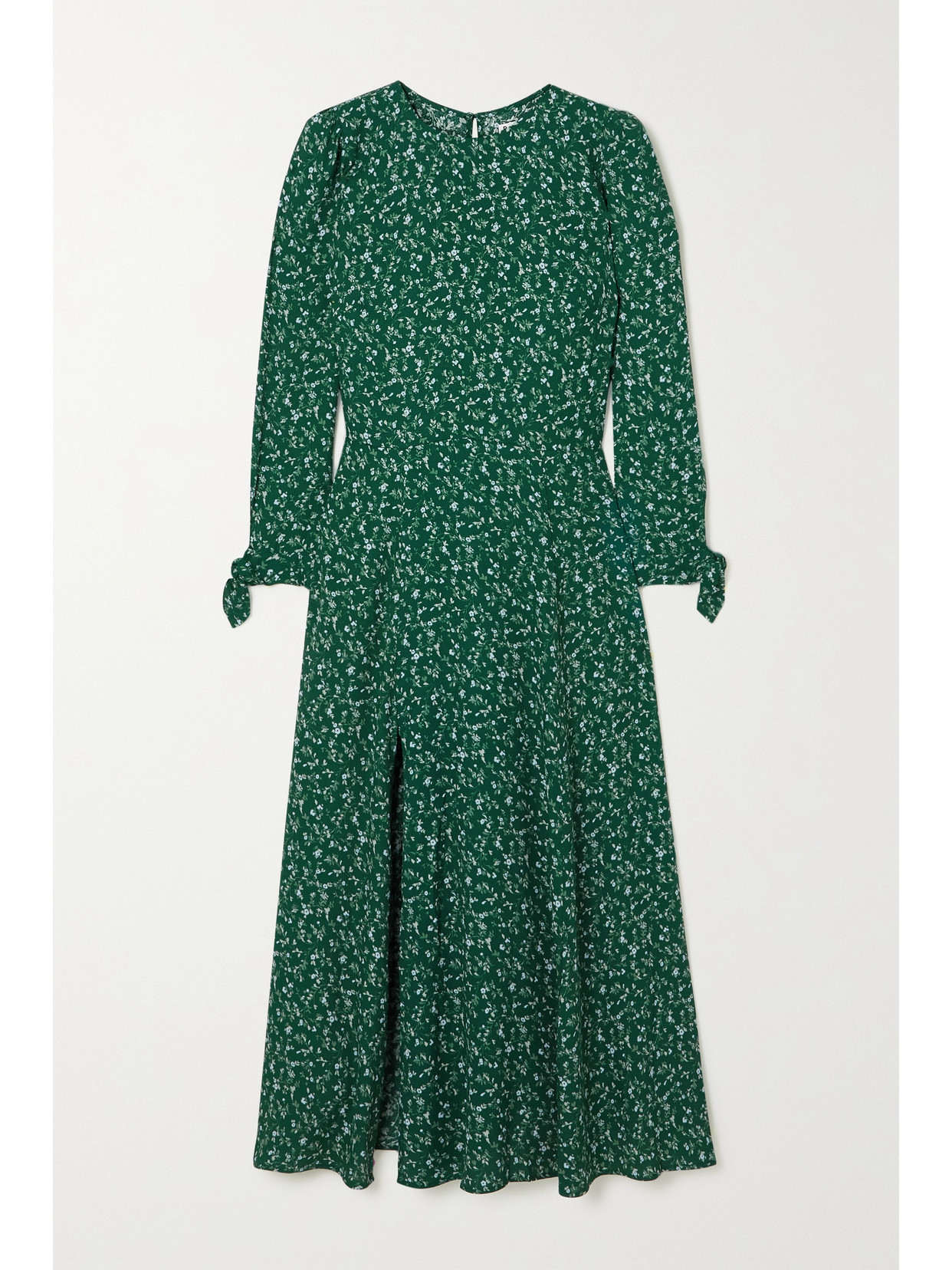 reformation lacey abstract print crepe midi dress