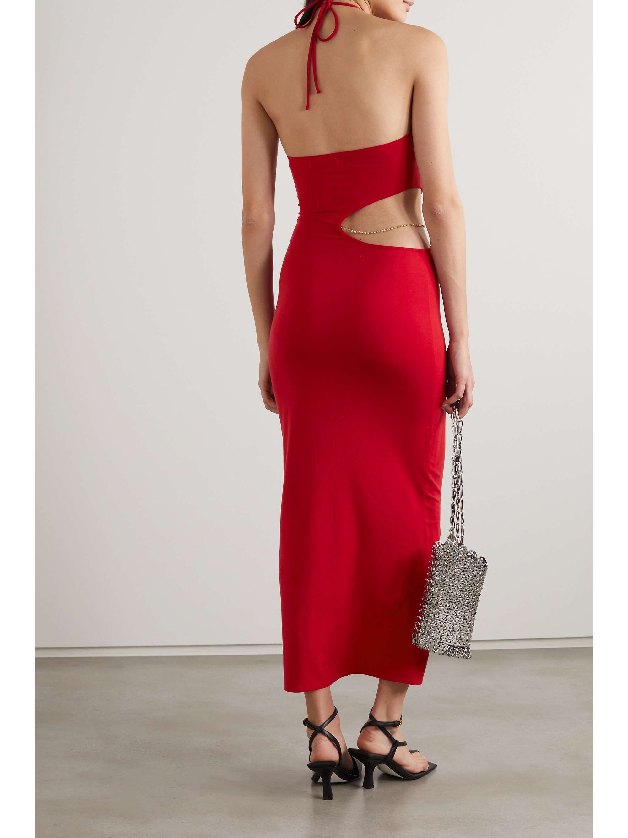 REFORMATION + NET SUSTAIN Helio cutout embellished stretch-TENCEL Lyocell dress