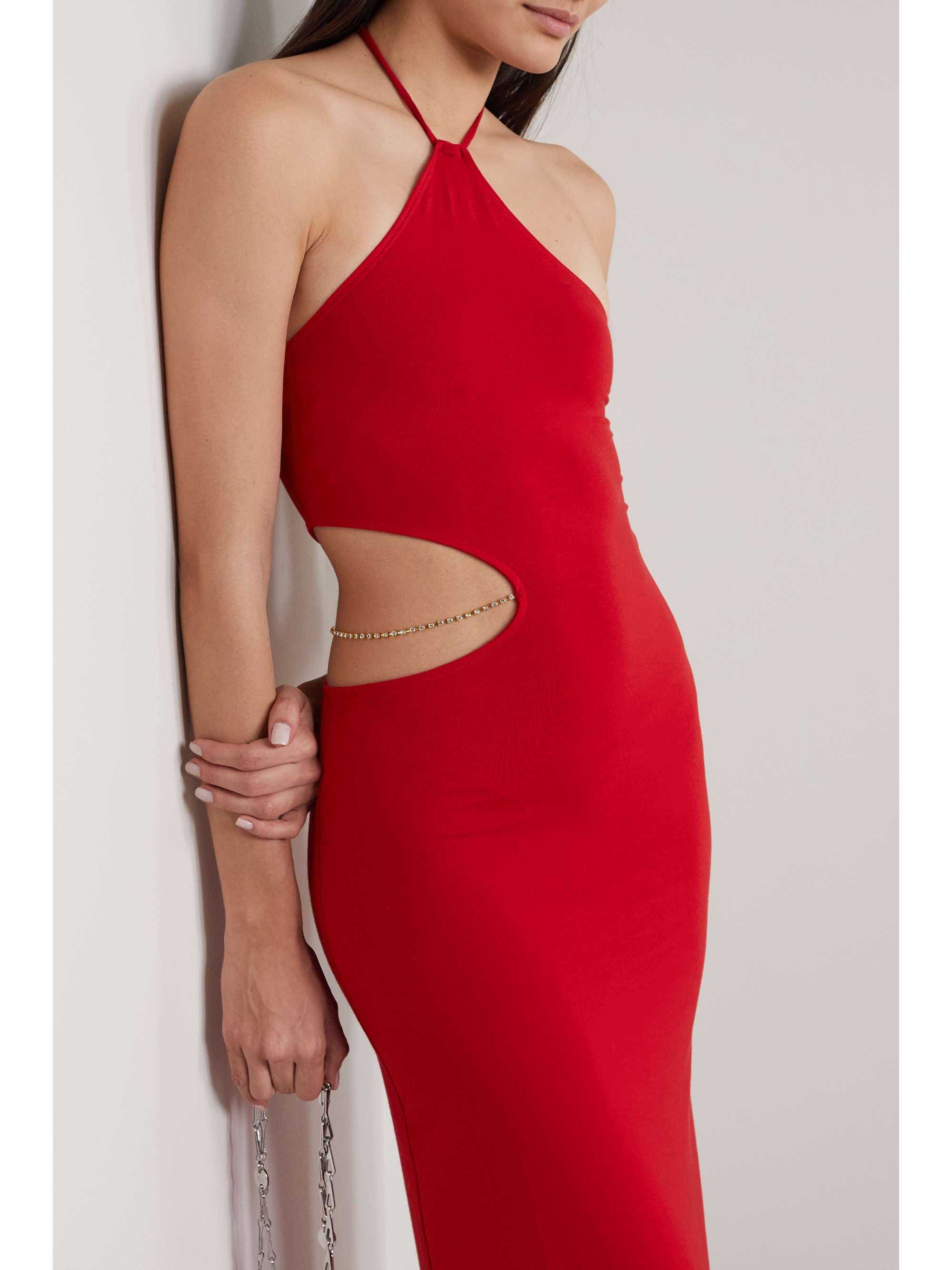 REFORMATION + NET SUSTAIN Helio cutout embellished stretch-TENCEL Lyocell dress