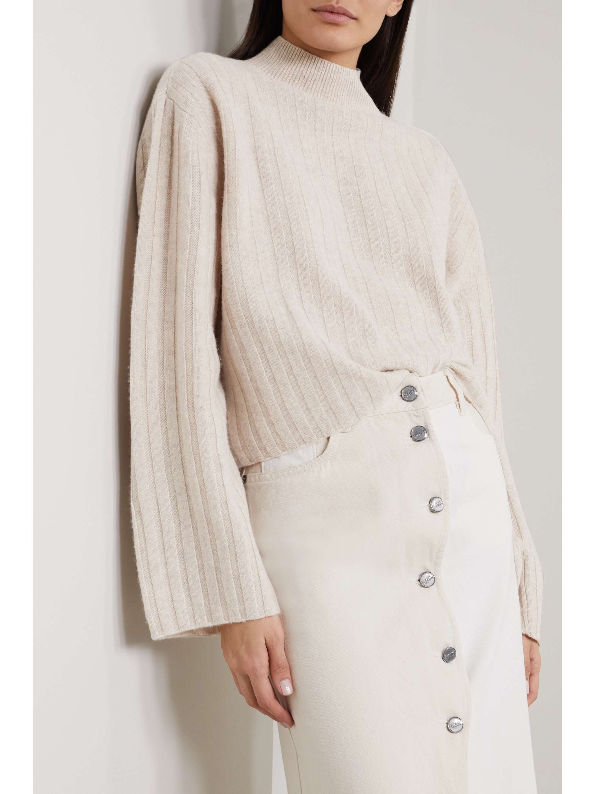 REFORMATION + NET SUSTAIN Marcello ribbed wool turtleneck sweater