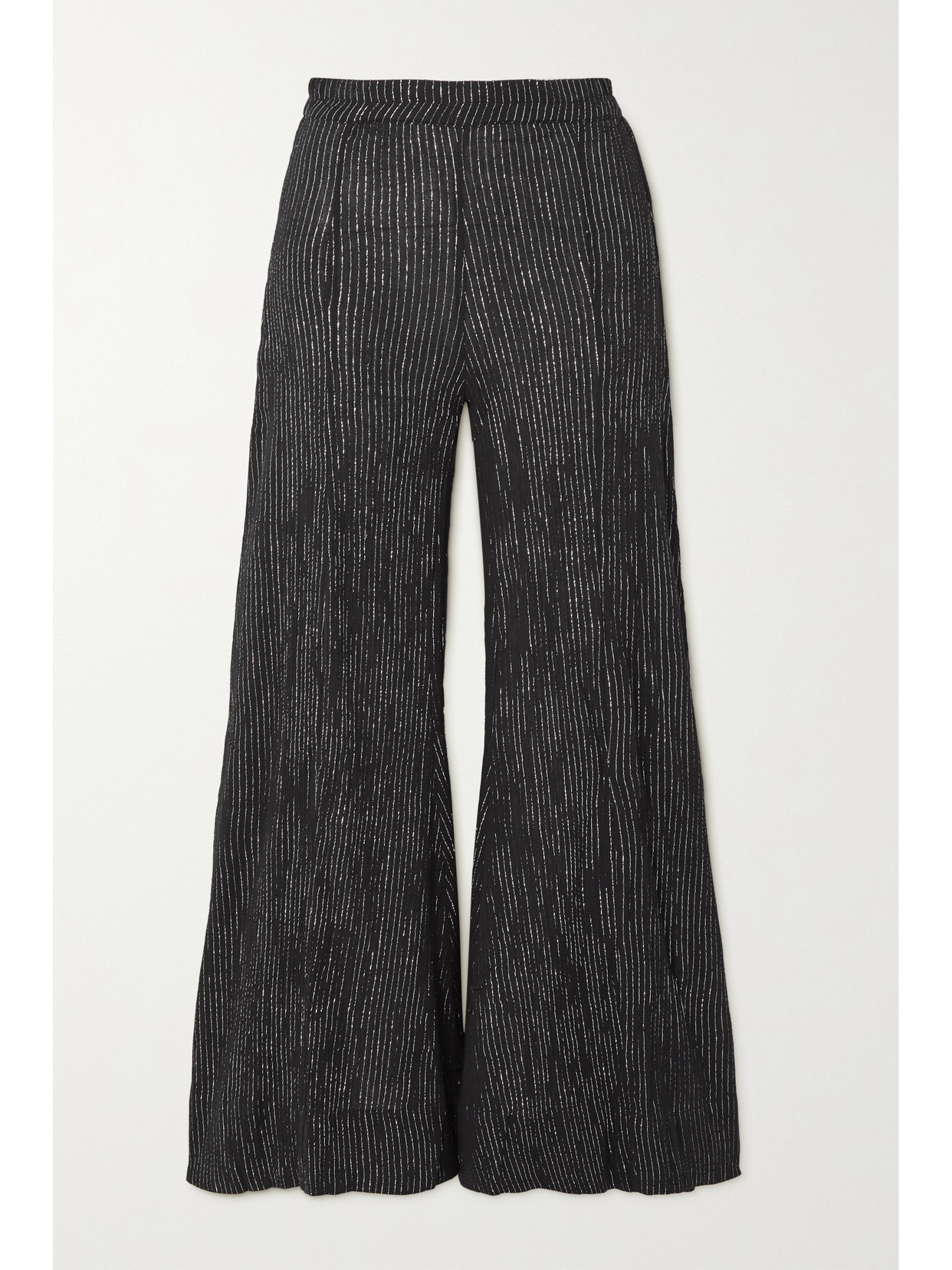Suzie Kondi Elira Striped Metallic Cotton-blend Gauze Wide-leg Pants - Black