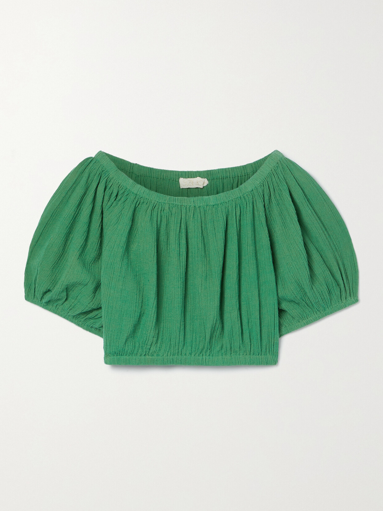Suzie Kondi Sousanna Cropped Crinkled Cottongauze Top In Green ModeSens