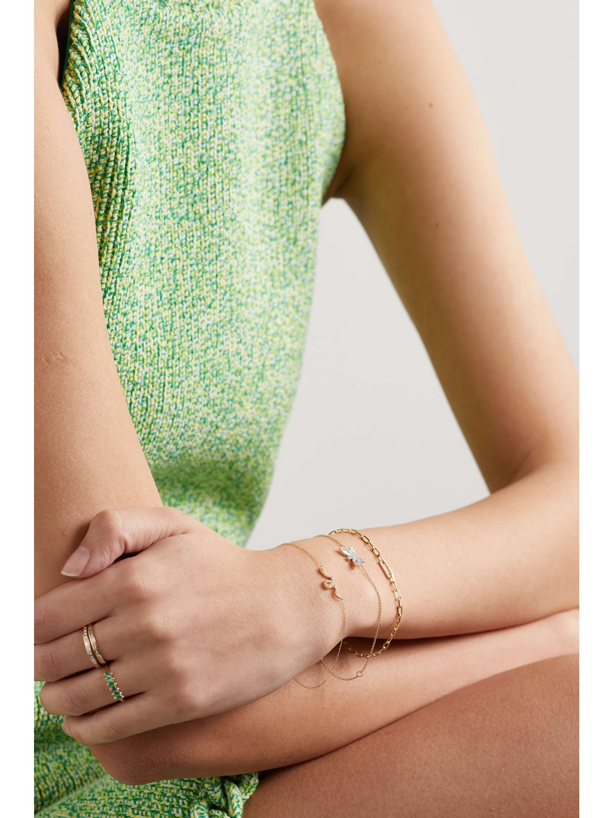 STONE AND STRAND Jumbo Butterfly gold diamond bracelet NETAPORTER