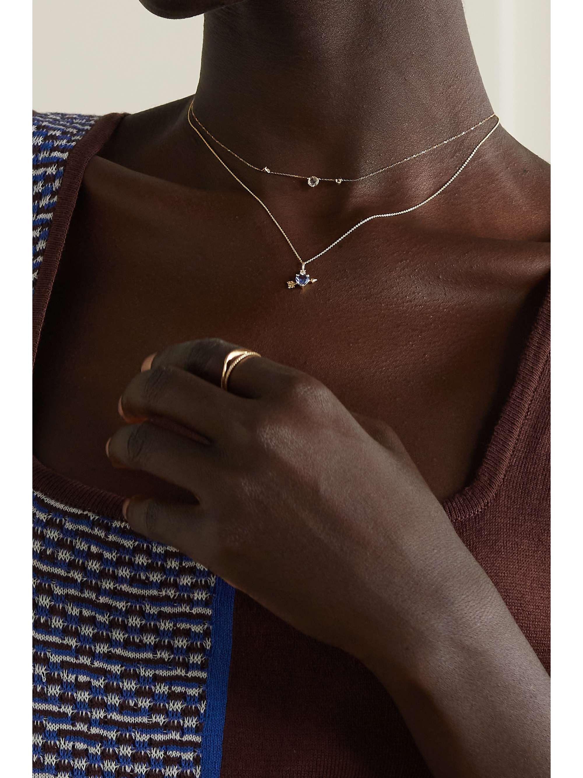 STONE AND STRAND Gold, tanzanite and diamond necklace NETAPORTER