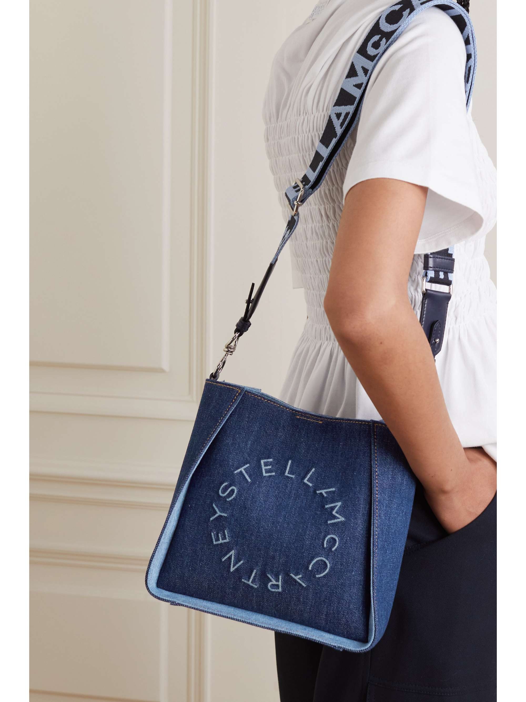 Blue Eco denim shoulder bag | STELLA 
