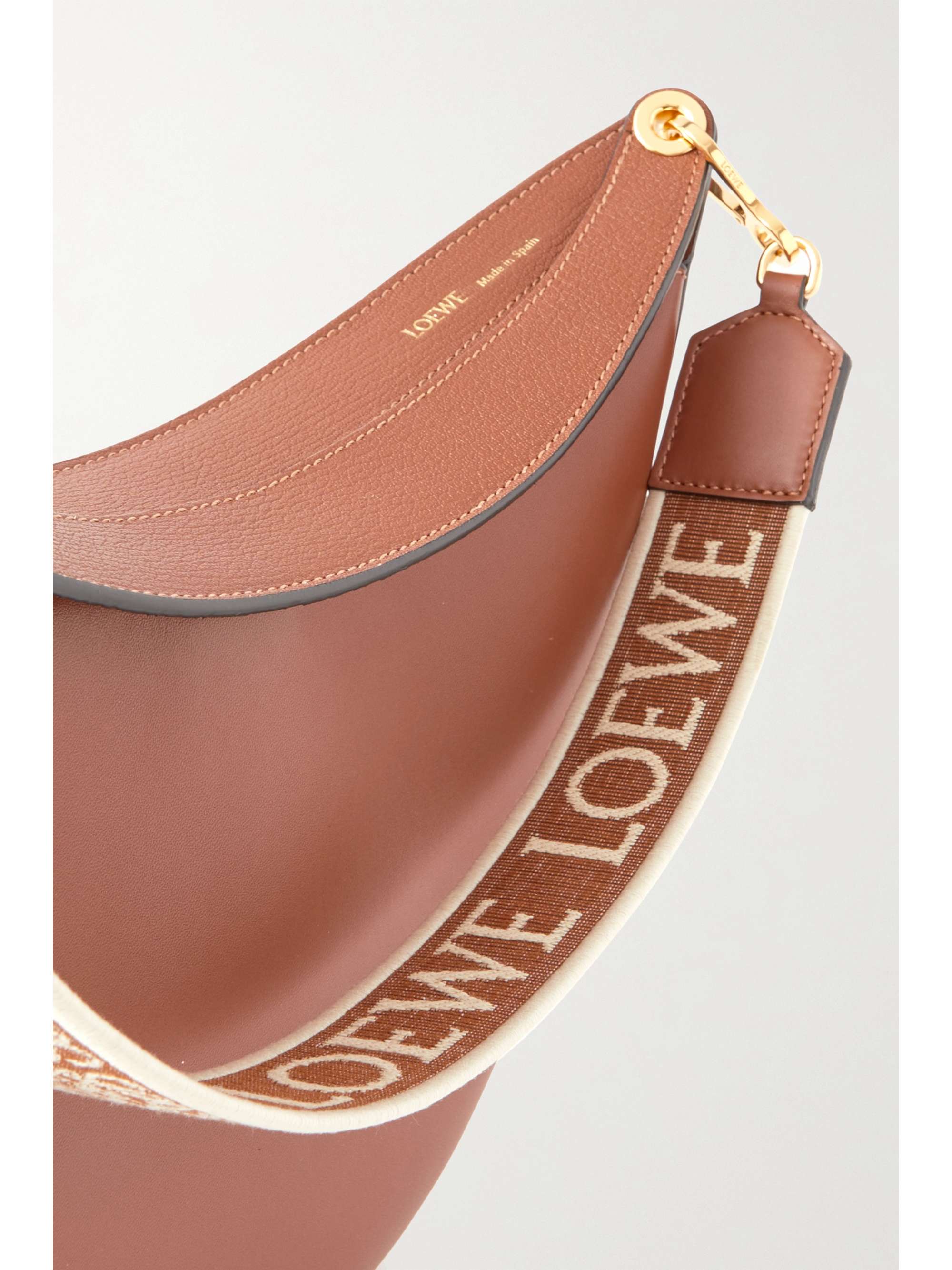 LOEWE Luna canvas-jacquard trimmed leather shoulder bag