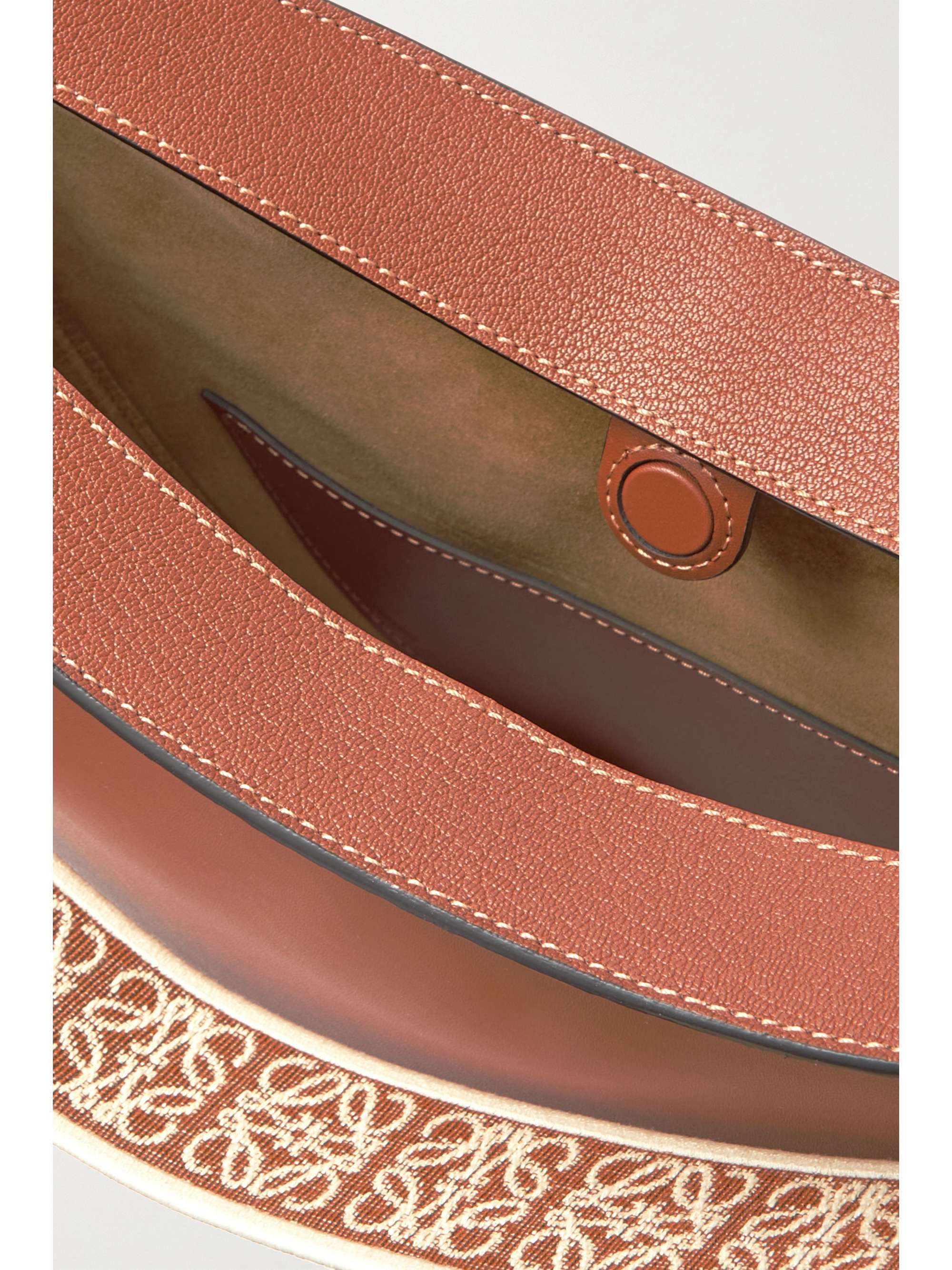 LOEWE Luna canvas-jacquard trimmed leather shoulder bag