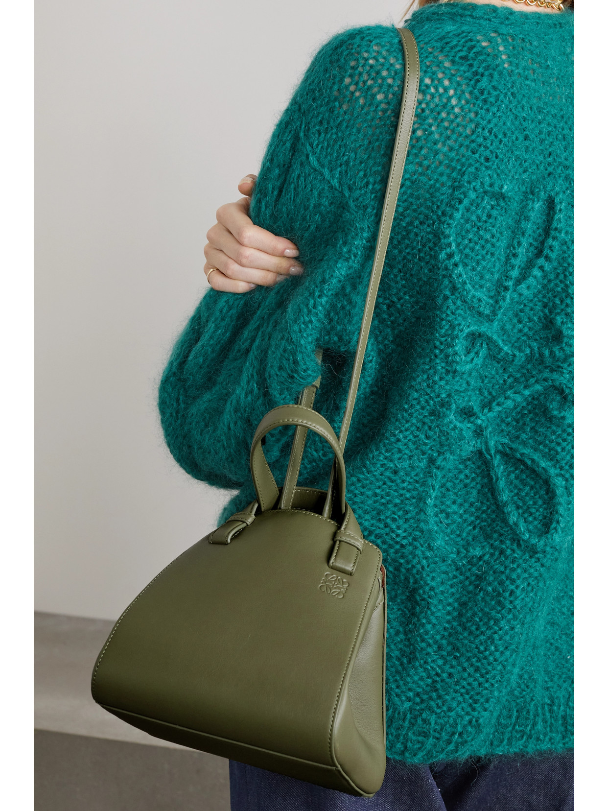 Loewe Hammock Nugget Small Leather Tote In Green ModeSens