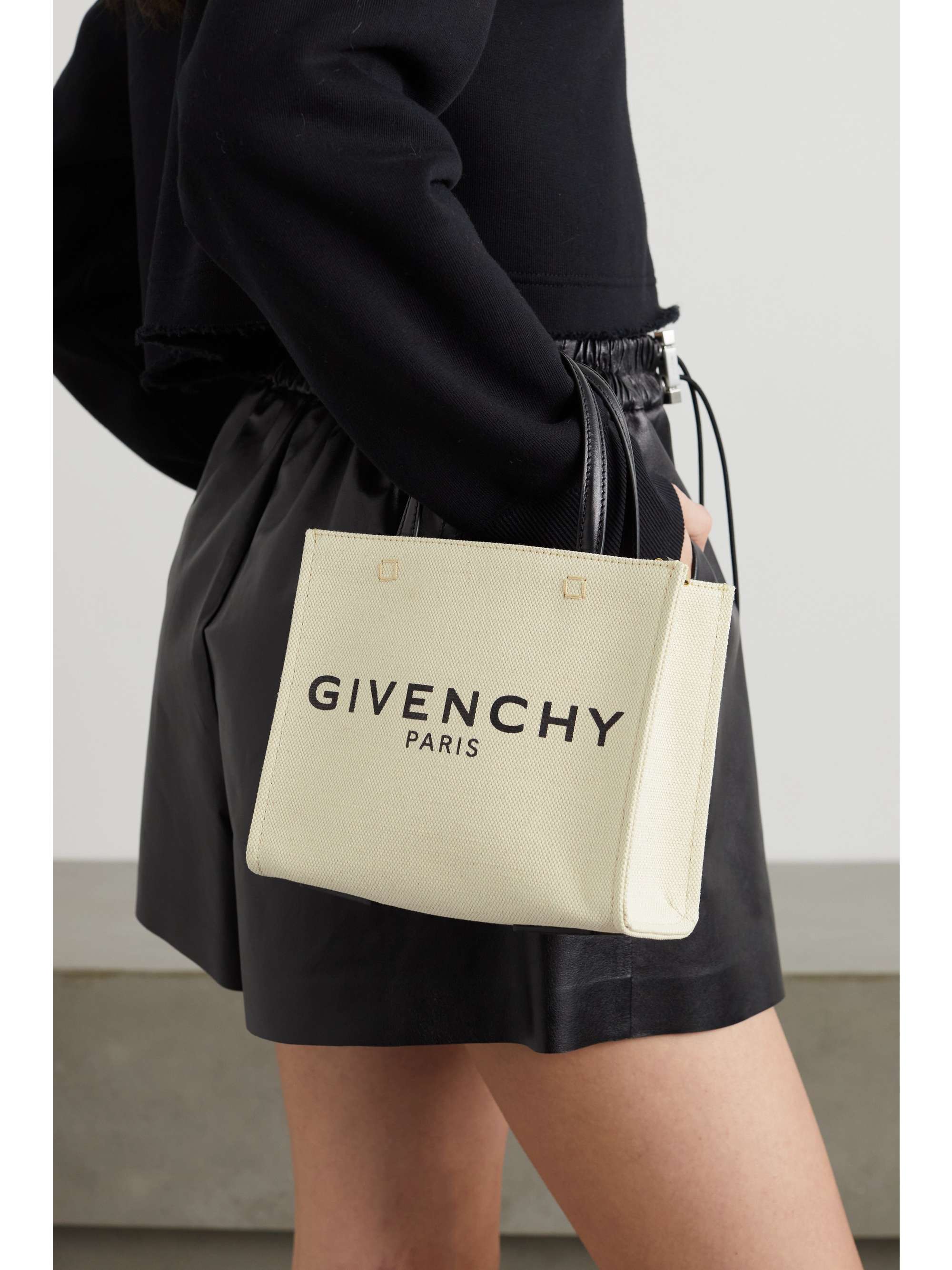 GIVENCHY GTote mini leathertrimmed printed cottoncanvas tote NETA