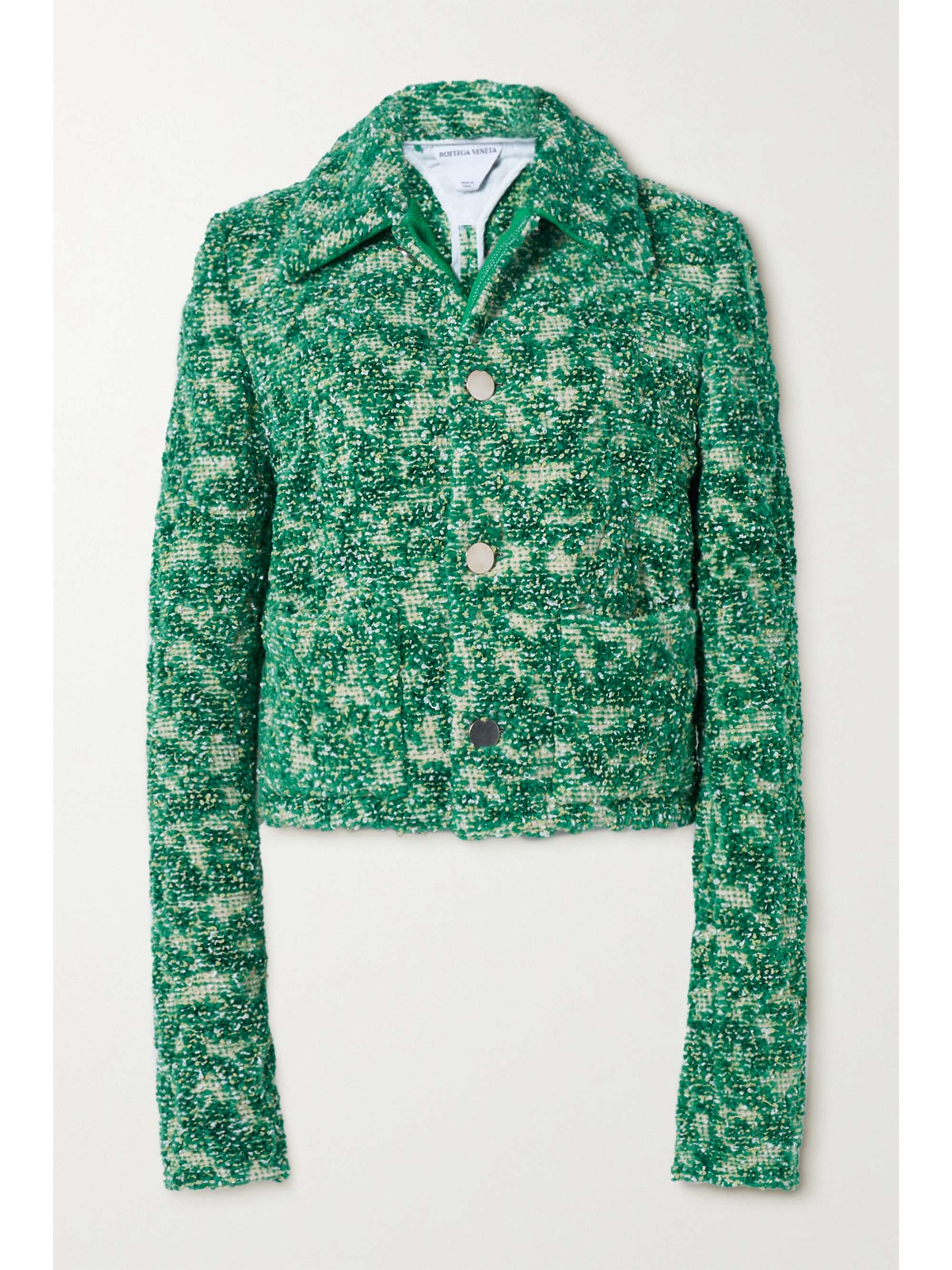 green boucle jacket