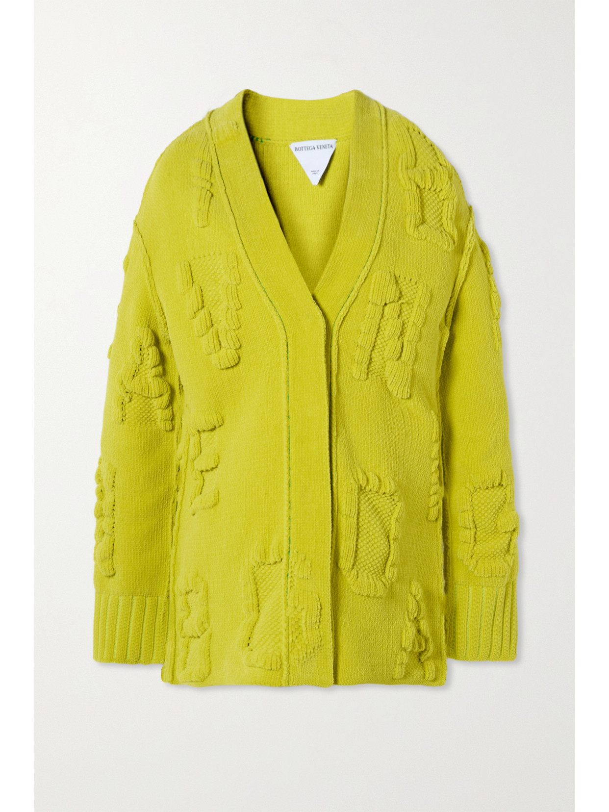 Bottega Veneta Alphabet Chenille Cardigan In Yellow