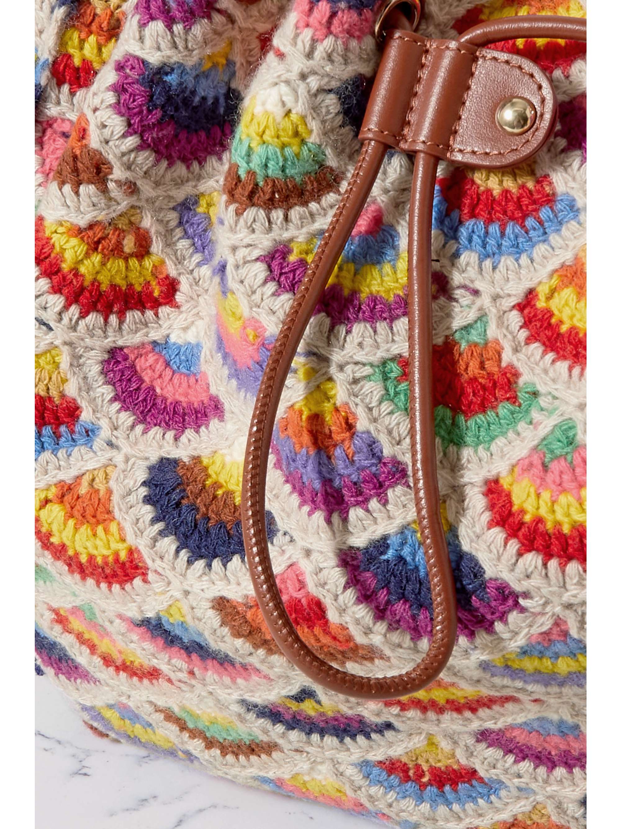 CHLOÉ Lallo crocheted recycled cashmere and wool-blend bucket bag