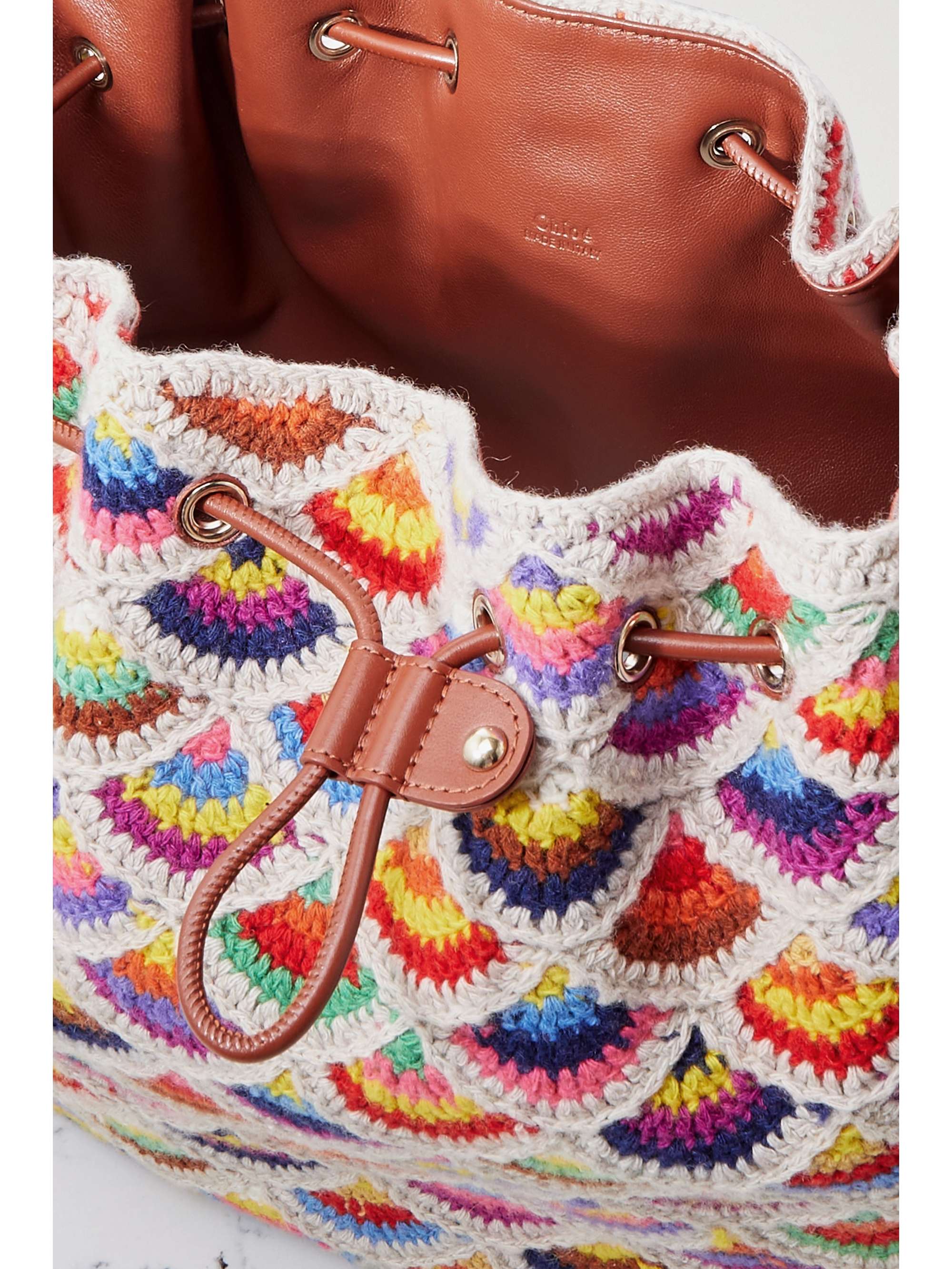 CHLOÉ Lallo crocheted recycled cashmere and wool-blend bucket bag