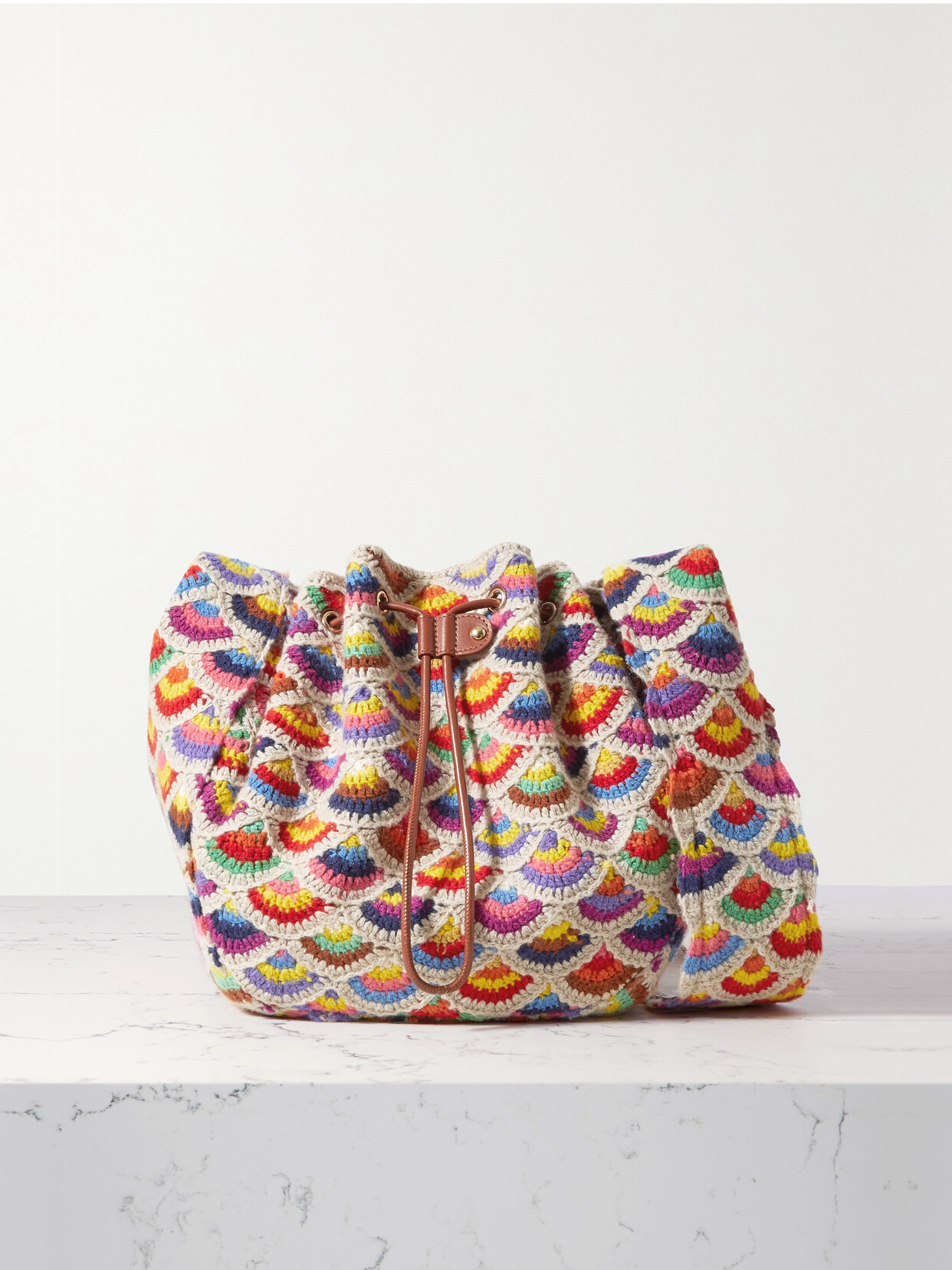 Lallo Crocheted Recycled Cashmere And Wool-blend Bucket Bag