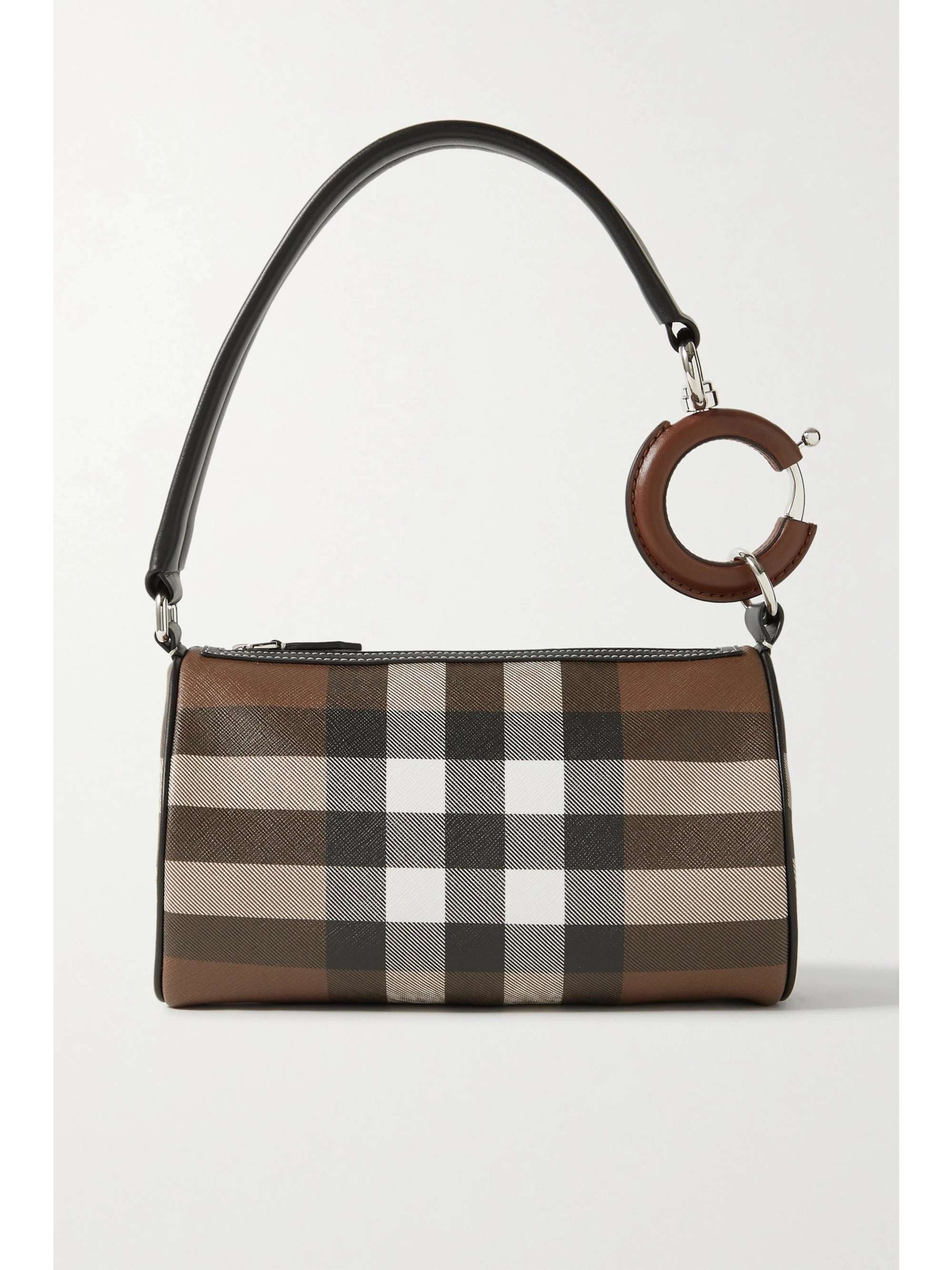 BURBERRY Leathertrimmed checked coatedcanvas shoulder bag NETAPORTER