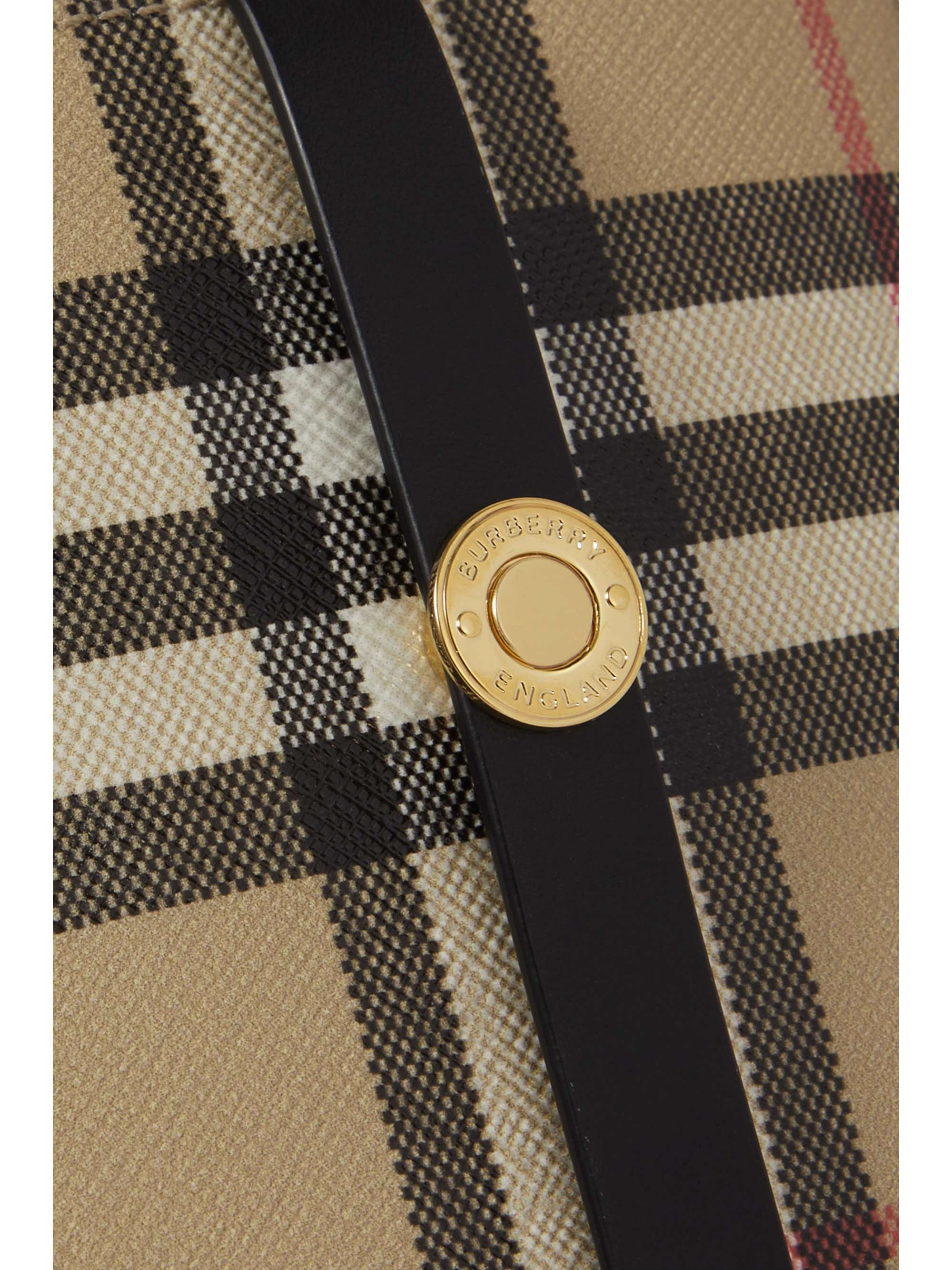 BURBERRY Smartphone-Hülle aus beschichtetem Canvas mit Karomuster und Lederbesatz