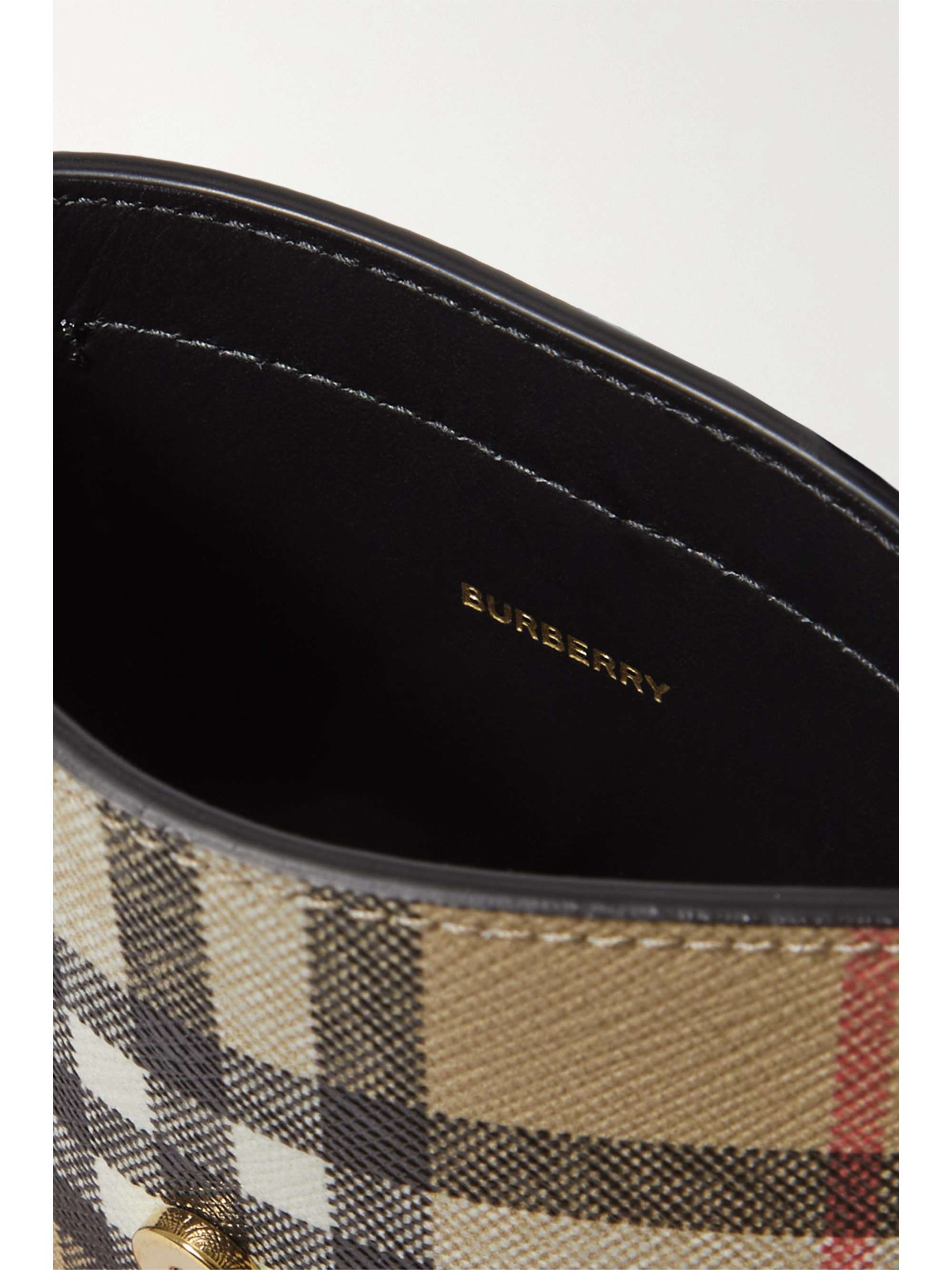 BURBERRY Smartphone-Hülle aus beschichtetem Canvas mit Karomuster und Lederbesatz