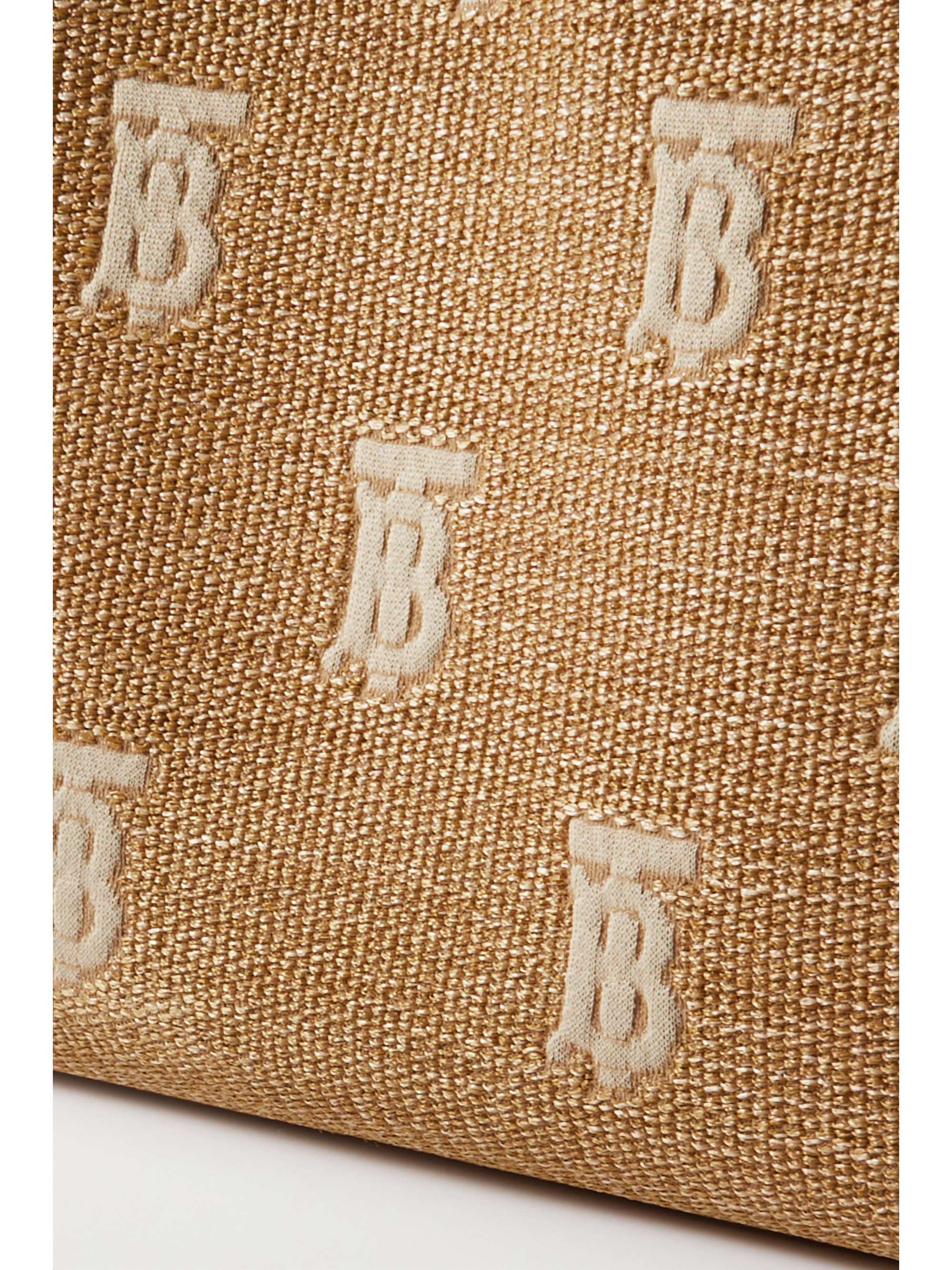 BURBERRY Leather-trimmed raffia tote