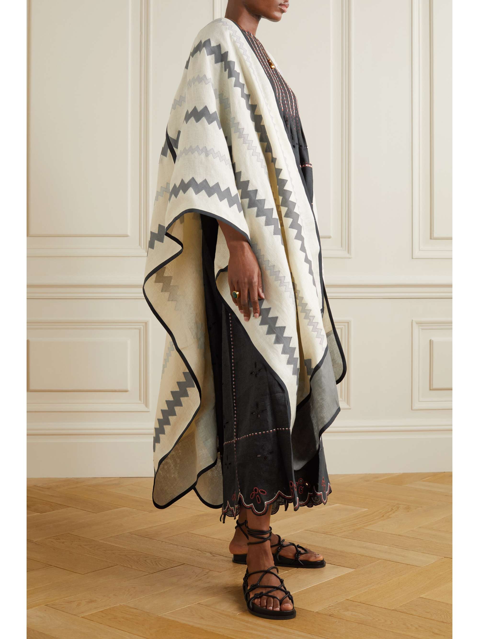 VITA KIN Ola appliquéd linen cape