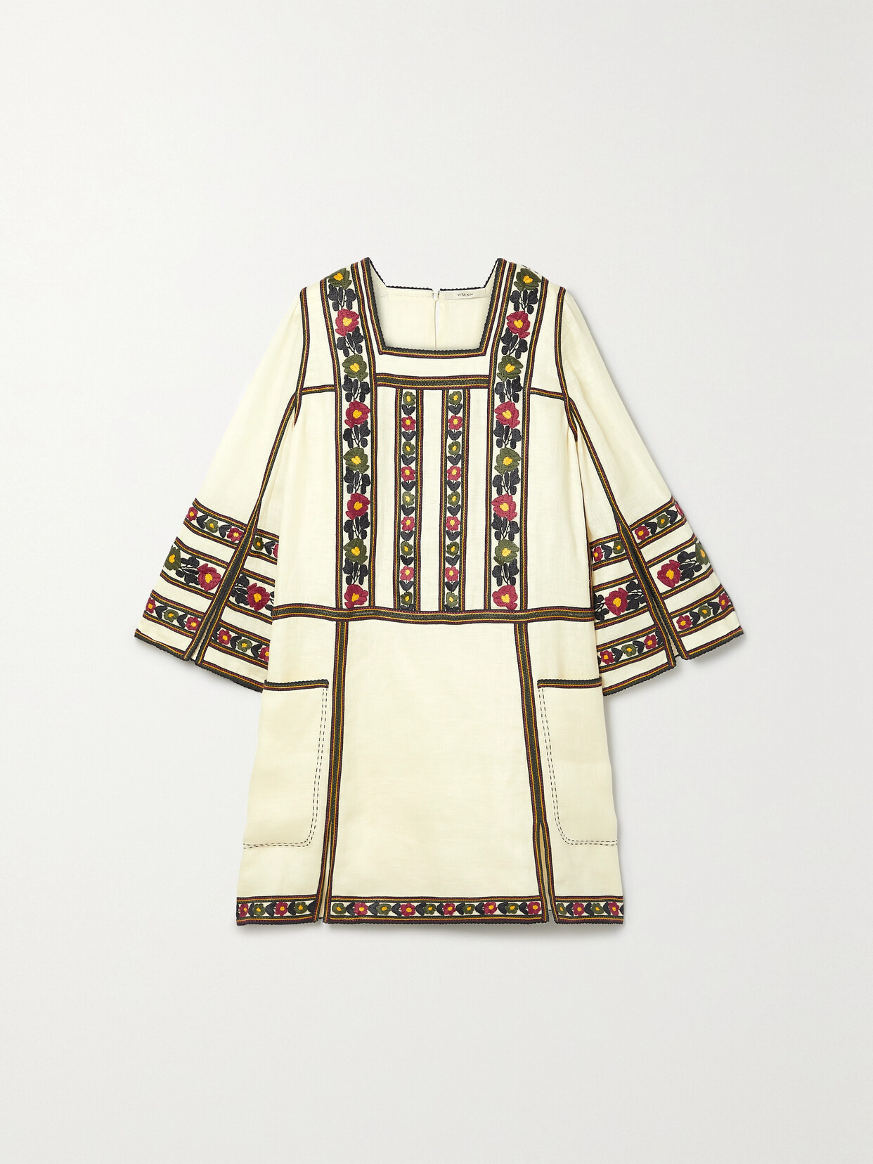 Vita Kin Yelena Crochet-trimmed Embroidered Linen-gauze Mini Dress