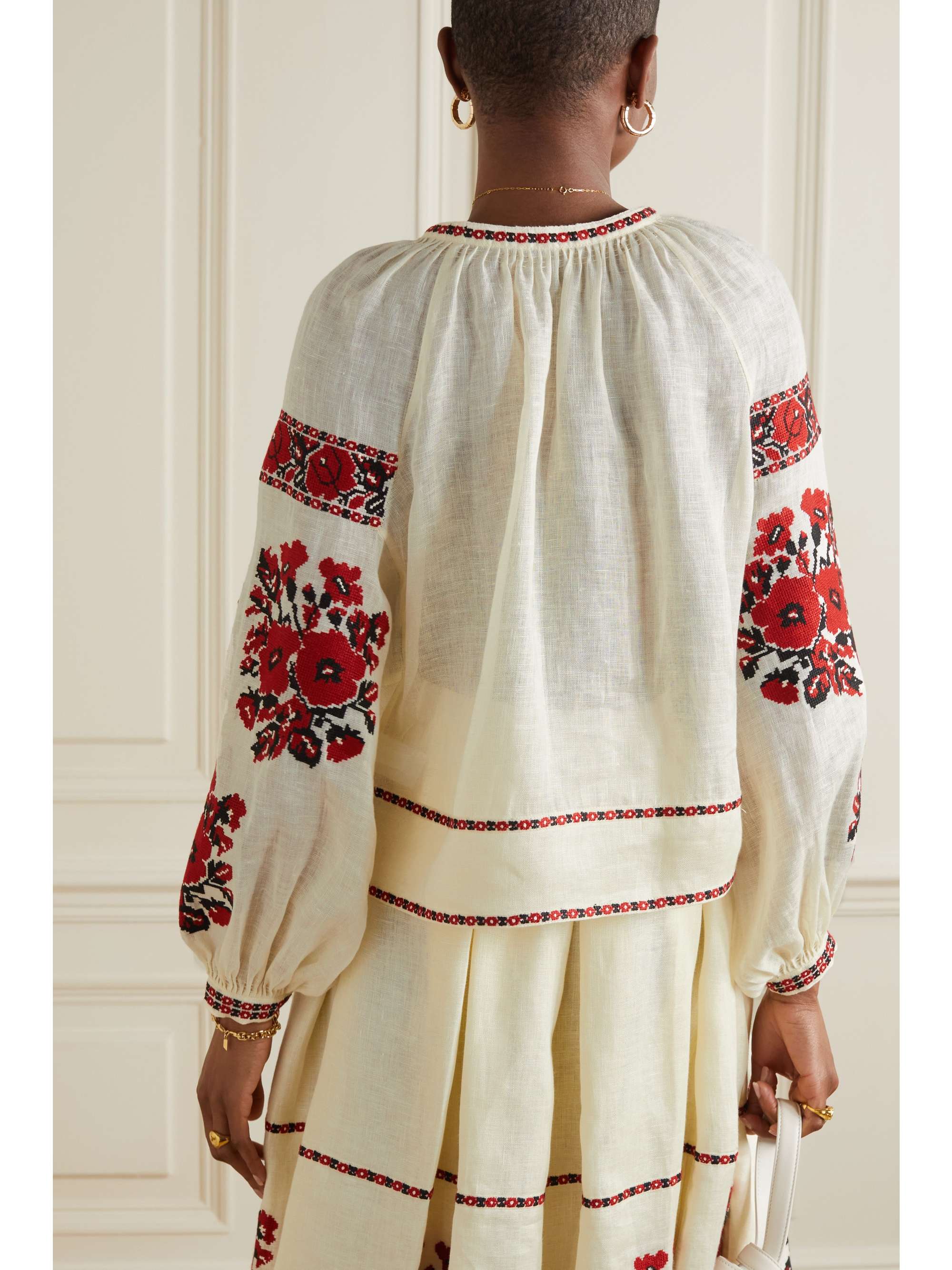 VITA KIN Kristinka embroidered linen blouse