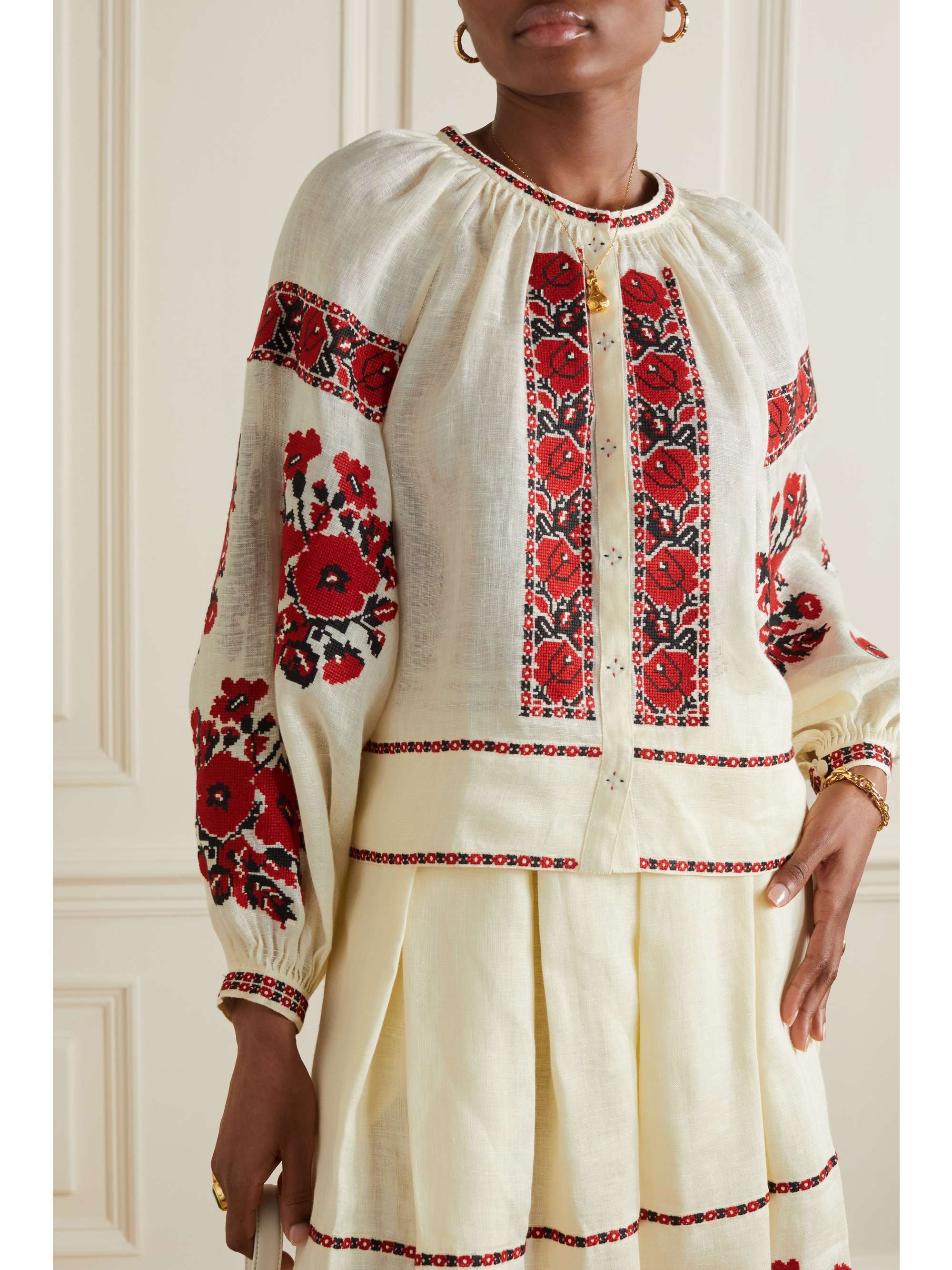 VITA KIN Kristinka embroidered linen blouse