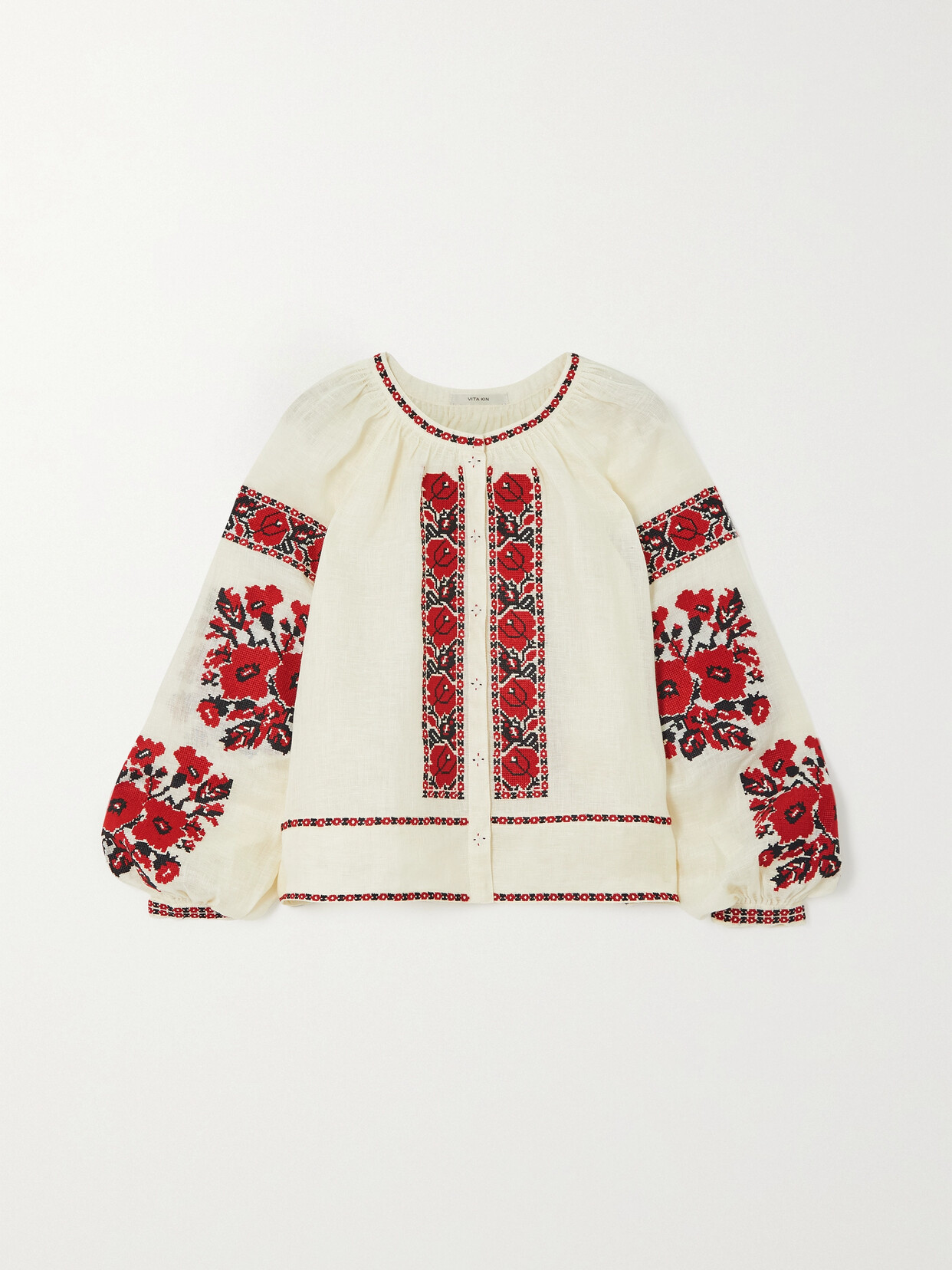 Vita Kin Kristinka Embroidered Linen Blouse - Cream