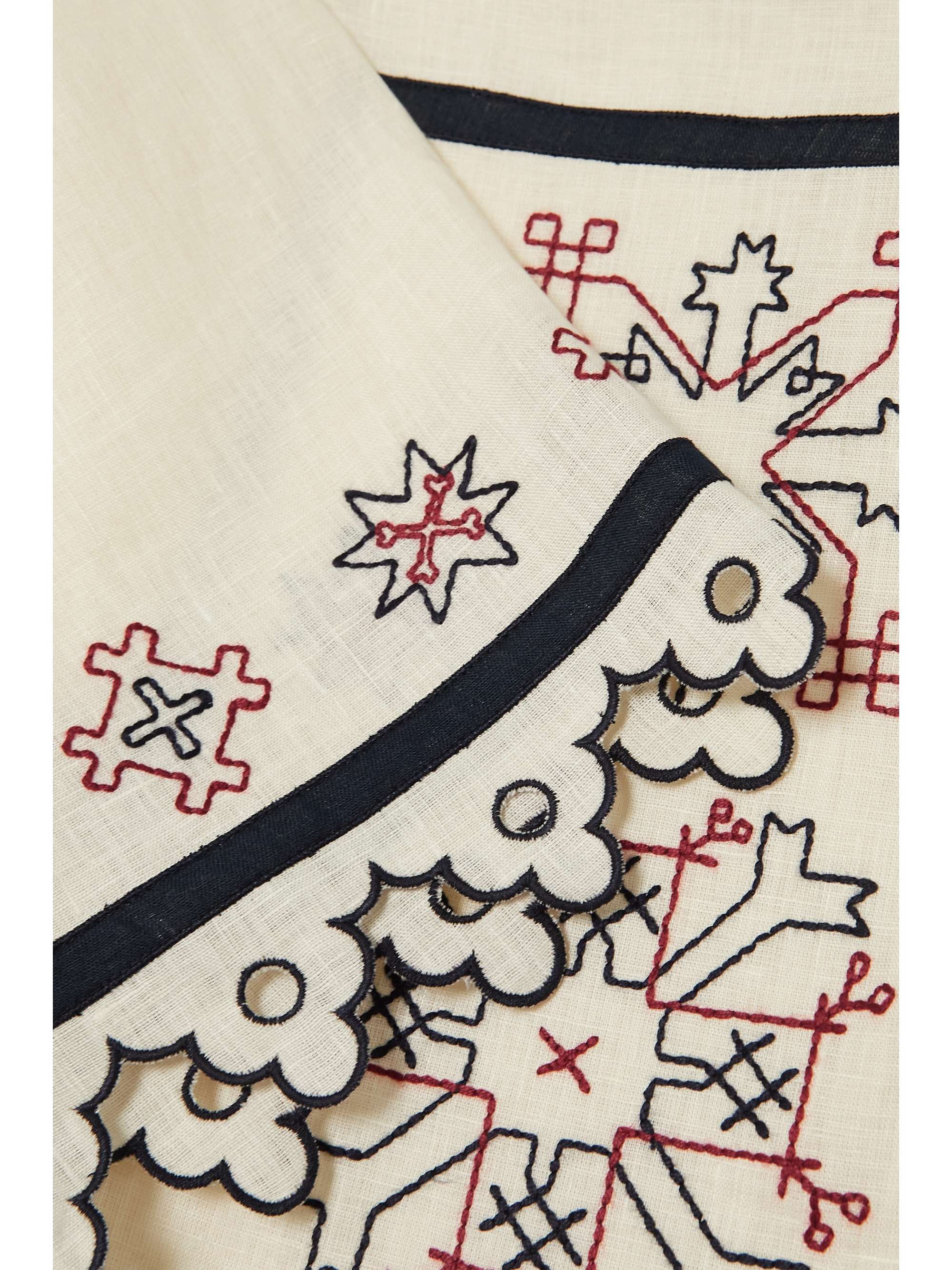 VITA KIN Inga embroidered broderie anglaise linen midi dress