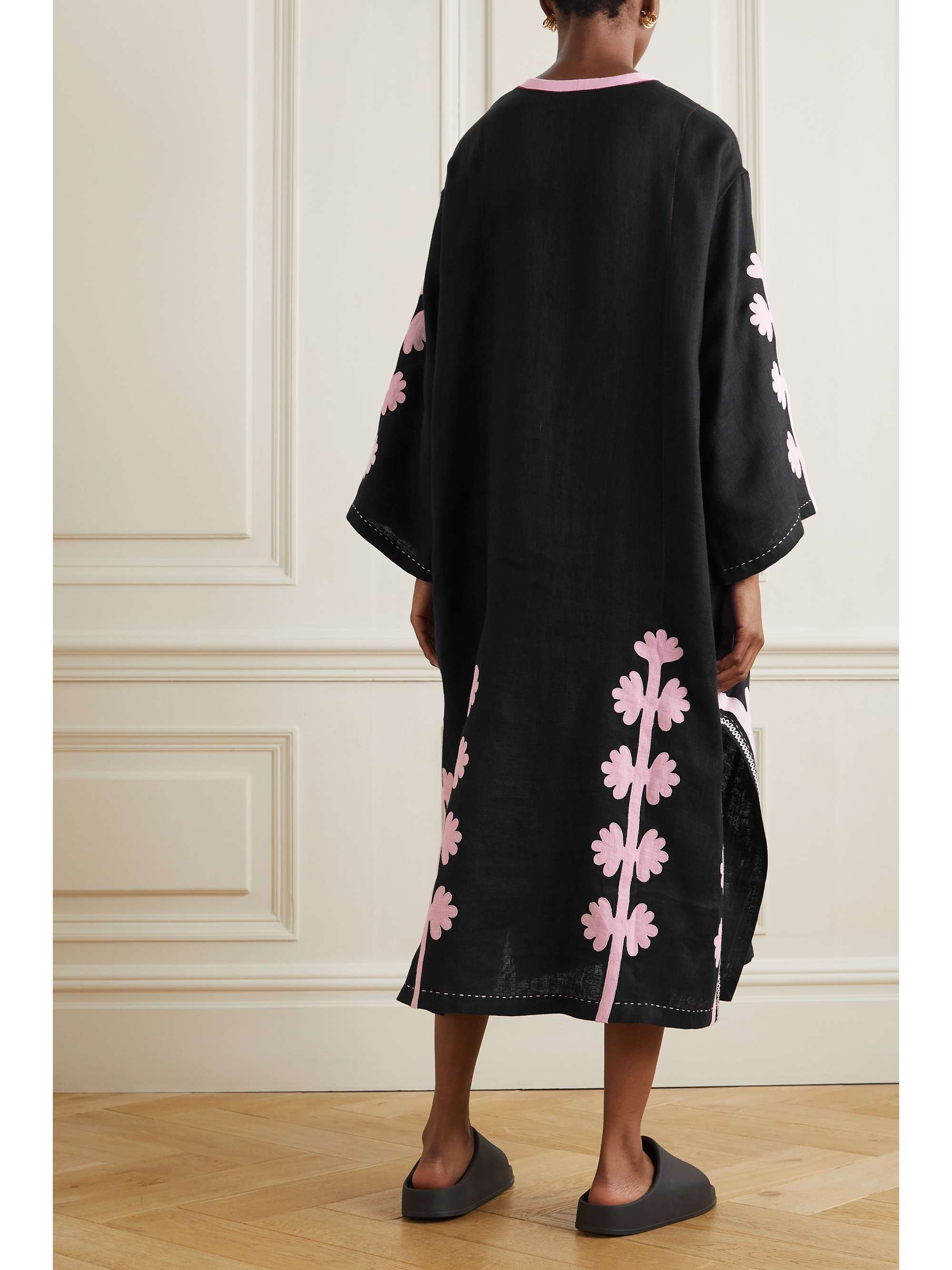 VITA KIN Amina embroidered linen midi dress