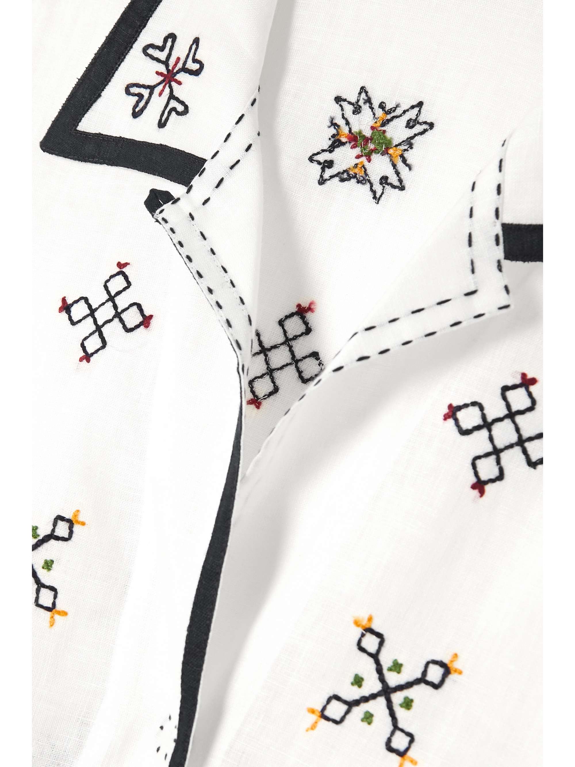 VITA KIN Greta broderie anglaise-trimmed embroidered linen blouse
