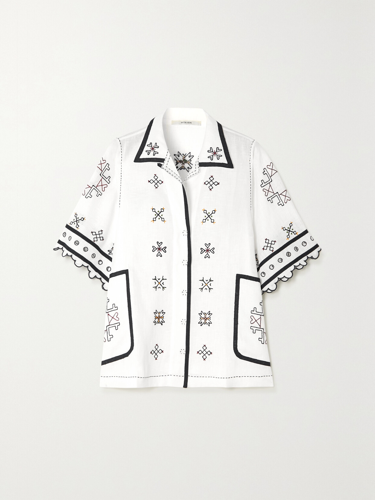 Vita Kin - Greta Broderie Anglaise-trimmed Embroidered Linen Blouse - White